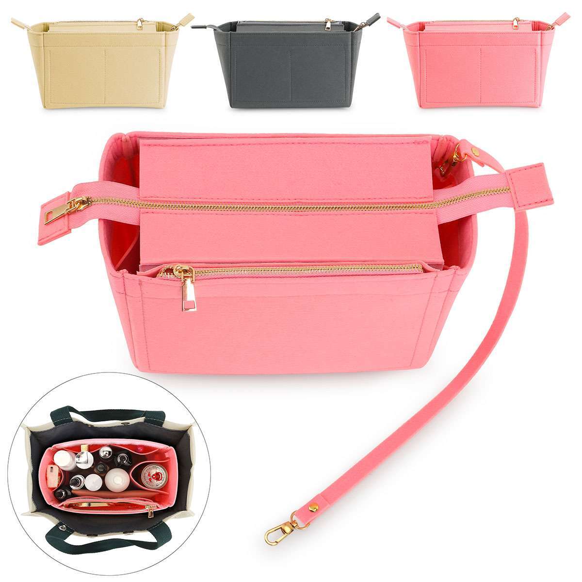 Felt Purse Handbag Organizer Insert Multi pocket Storage Tote Shaper Liner Bag