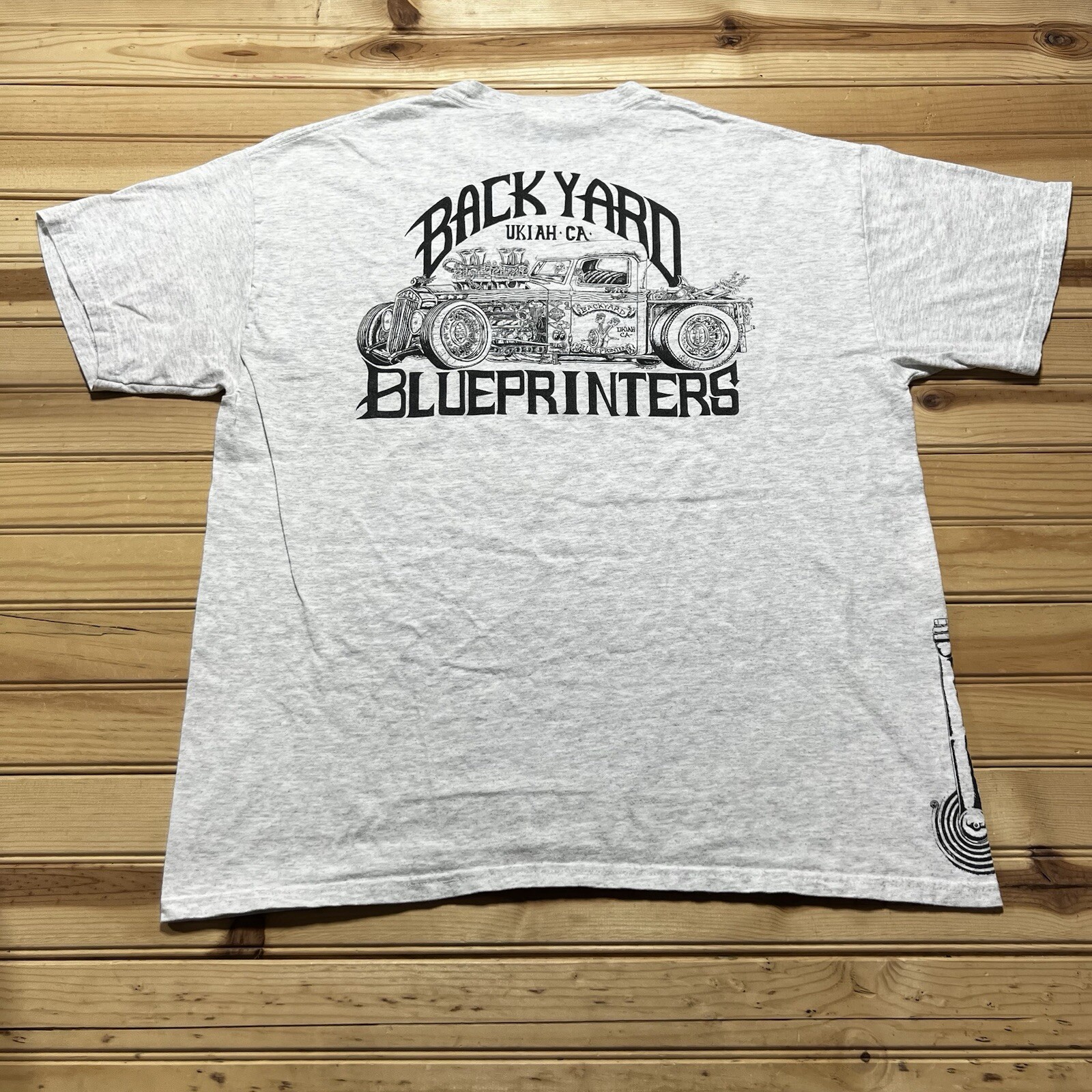 Vintage 90s Backyard Blueprints Hot Rod Custom Traditional Art Car Shirt Size XL