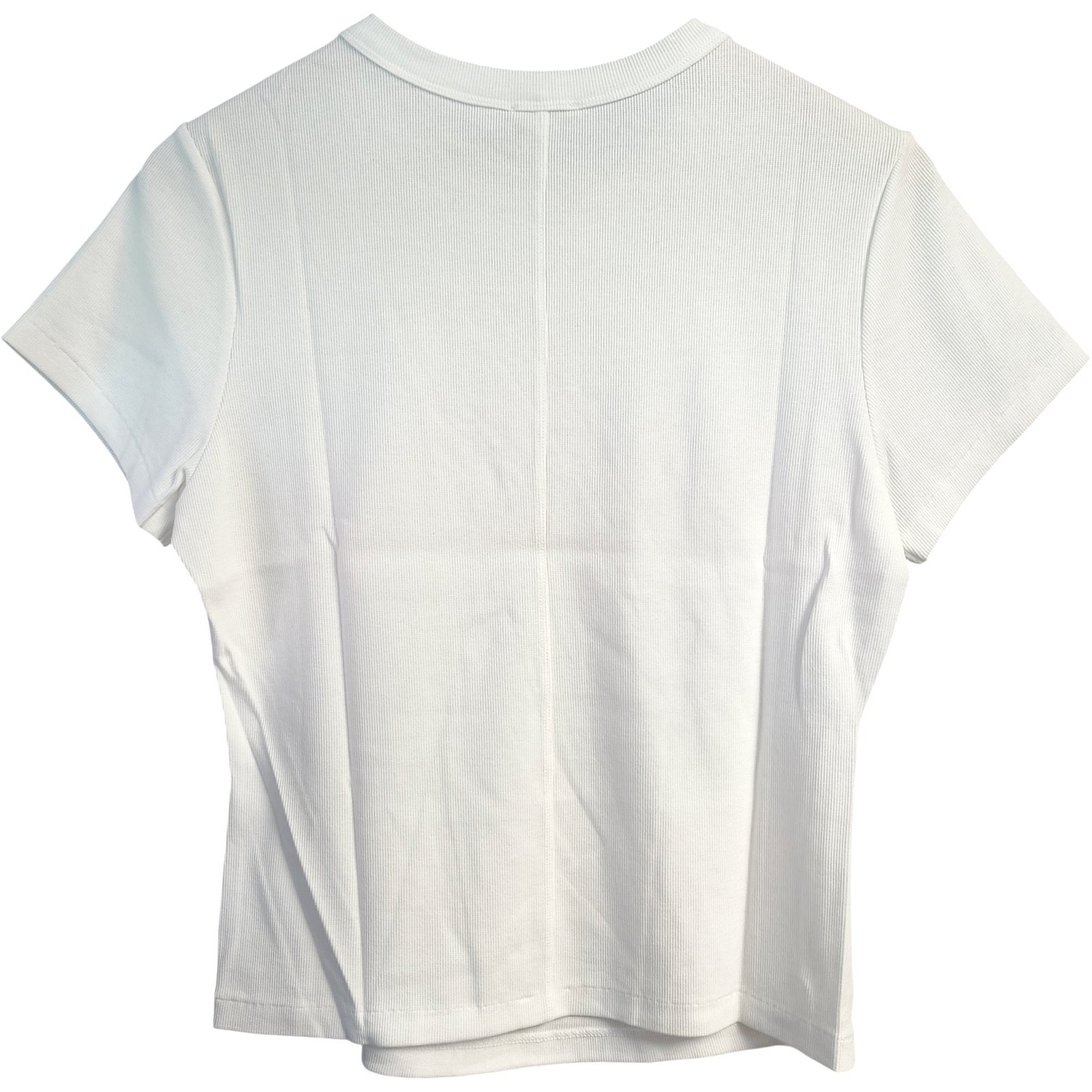 Jigsaw White Ribbed Crew-Neck T-Shirt Size XL 97% Cotton