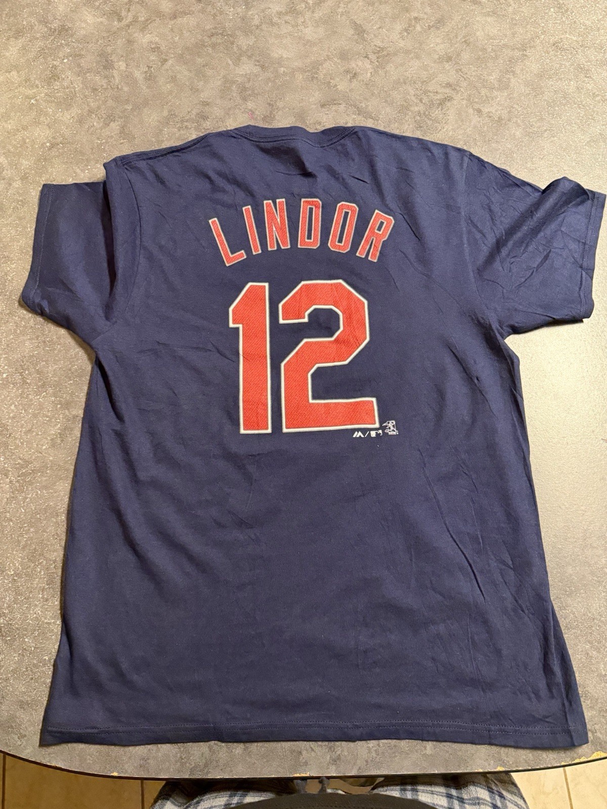 Majestic Cleveland Indians Francisco Lindor Jersey T-Shirt – Adult Size L NWOT