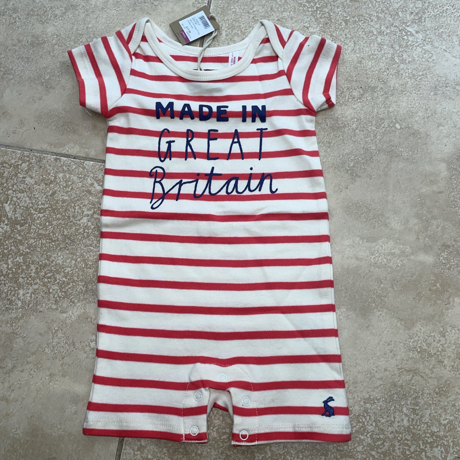 BNWT Joules Baby Liz Striped Play Suit/Summer Romper Age 9-12 months.rrp £17.95