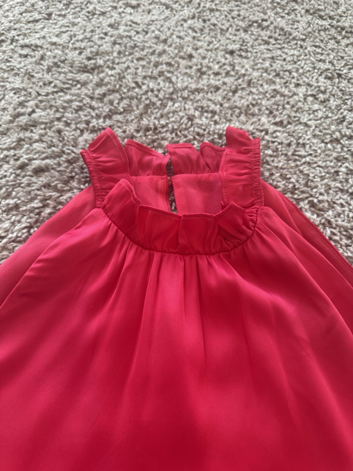 NWT WHBM Ruffle Neck Halter Top, Poly/Spandex Blend, Hot Pink, Size 10