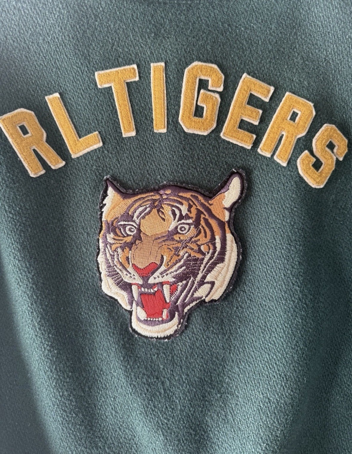Polo Ralph Lauren Men’s RL Tigers Varsity Jacket Snap Front Green/Yellow S
