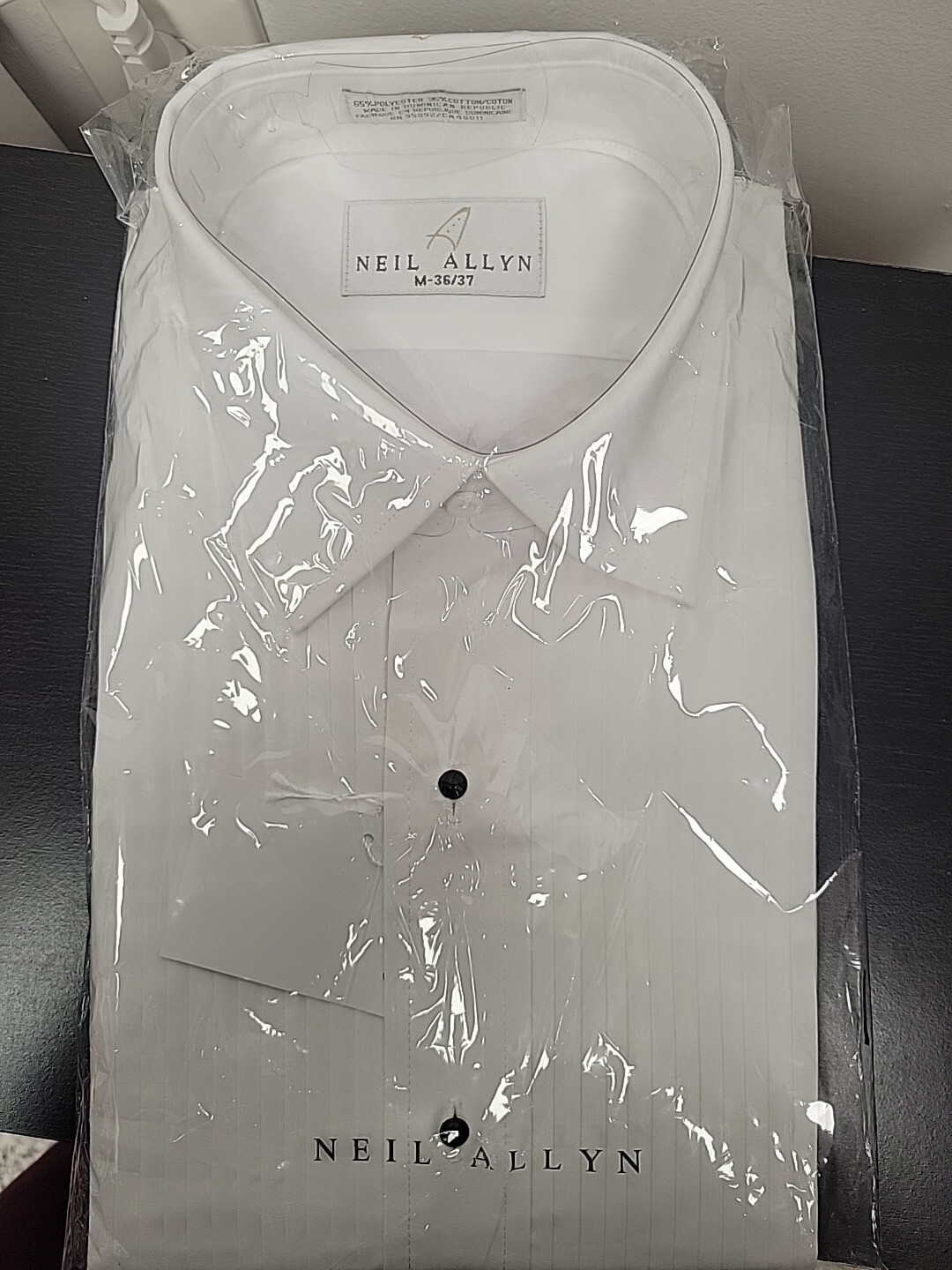Neil Allyn White Tuxedo Shirt M 36-37 Men New Style#937-070