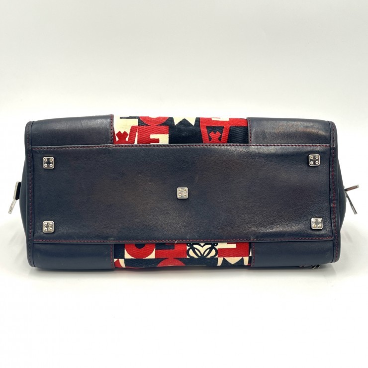 LOEWE Amazona 28 Hand Bag Red Black Monogram Canvas Leather