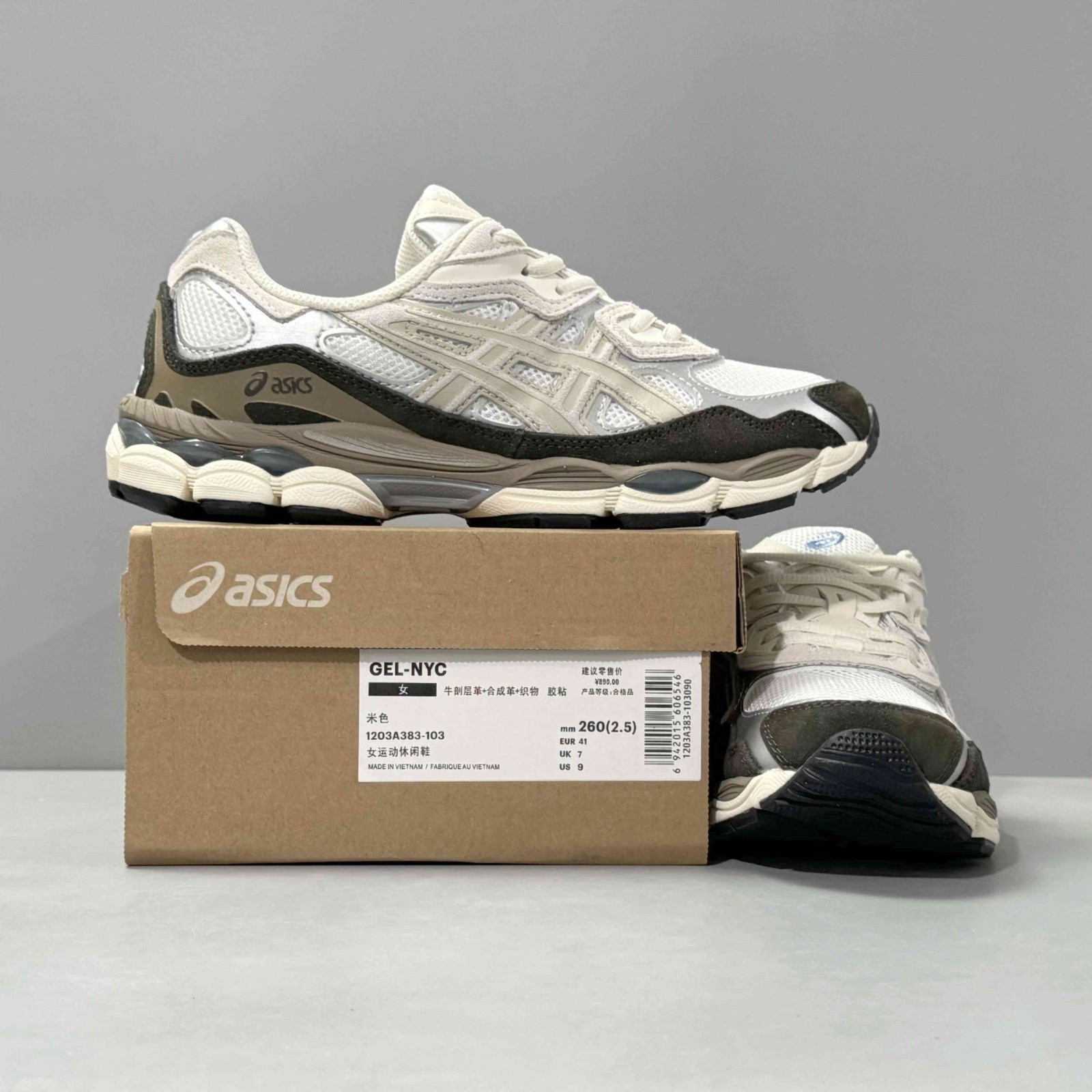 Asics Gel-NYC 1203A383-103 Beige Cream Brown Grey White Blue Ivory White Men’s S