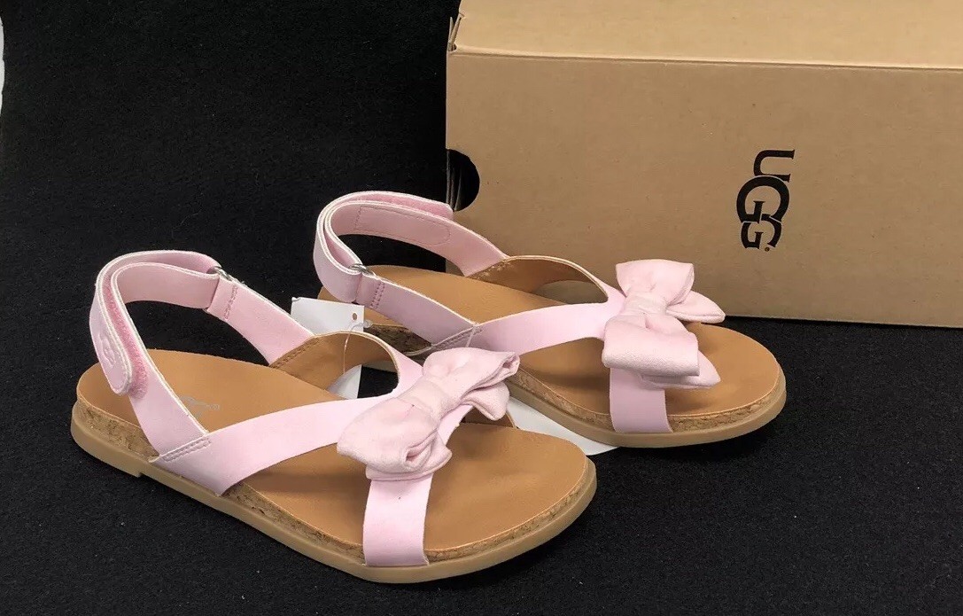 Ugg Australia Fonda Kids Girls Soft Bow Sandals Seashell Pink 1092309K Slingback