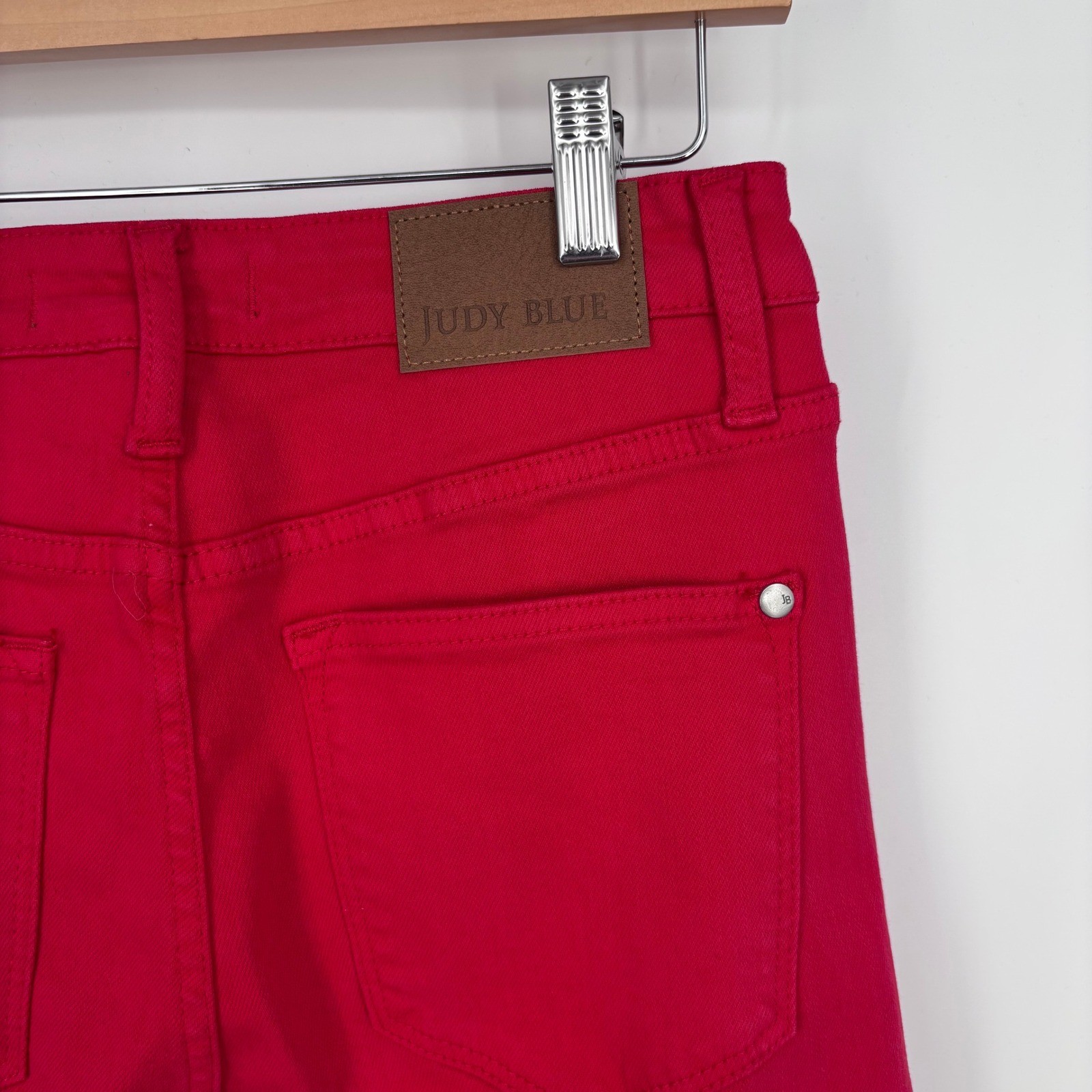 Judy Blue 90’s High Rise Straight Jeans Womens 7/28 Red Stretch Garment Dyed NEW