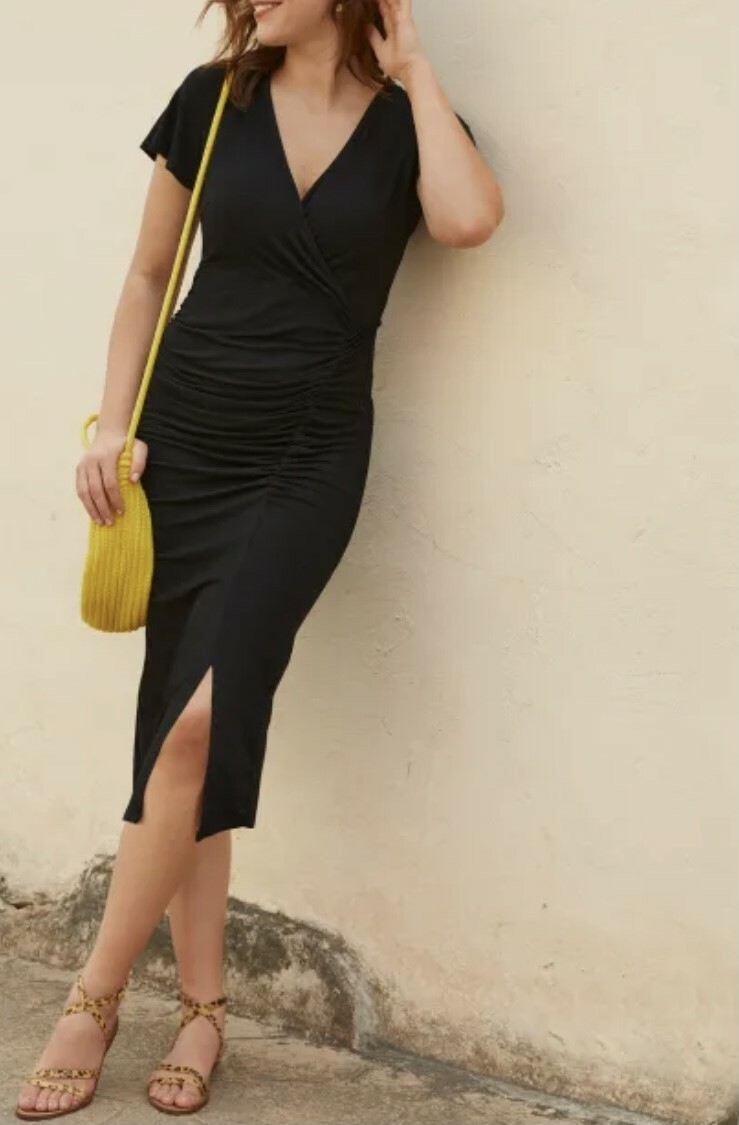 Bravissimo Dress Midi Felicity Wrap Ruched Slit Summer Dress Colours PD863