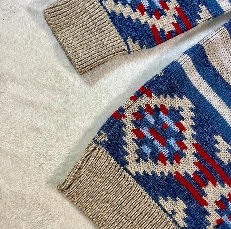 Vintage 1990s Jantzen Aztec Pattern Knitted Crewneck Sweater Mens XL