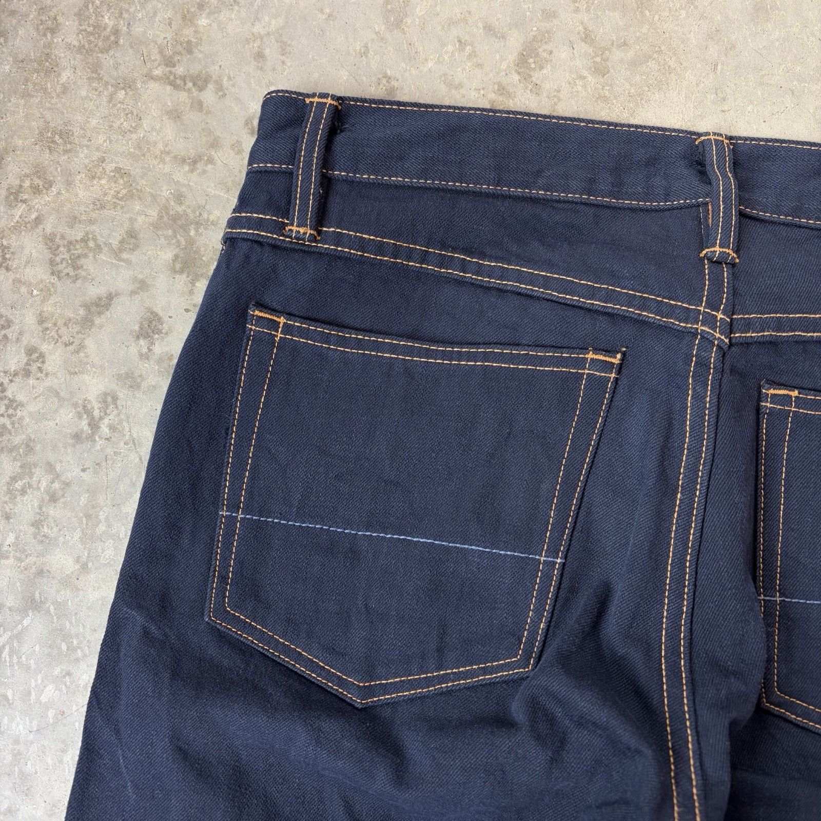 Gustin California Straight Raw Selvedge Jeans Denim Blue Button Fly Men’s 32×34