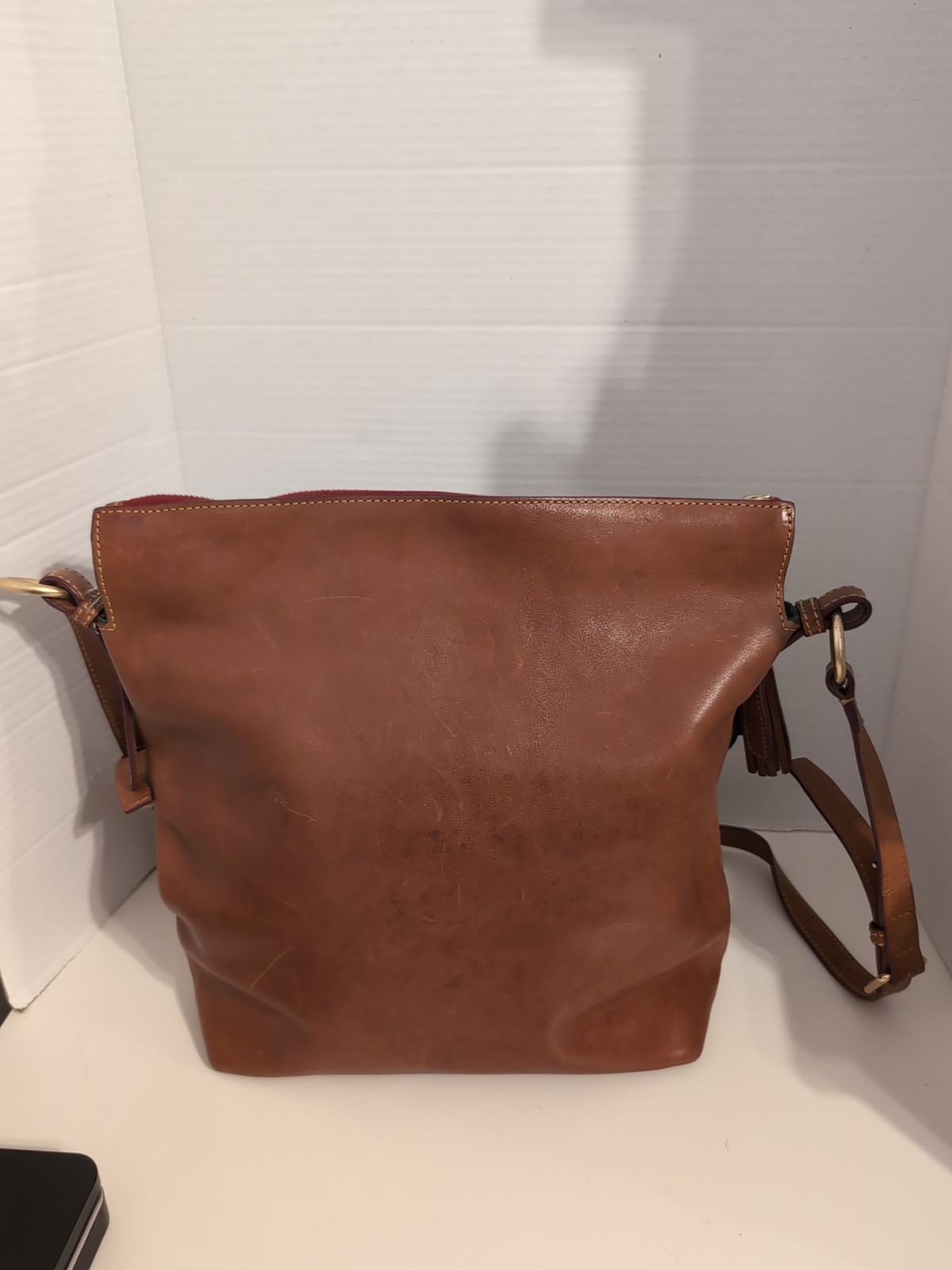 Dooney & Bourke Florentine Leather Dixon Hobo Crossbody Bag BROWN