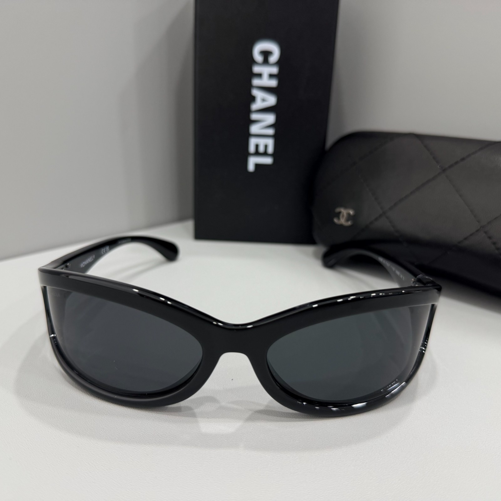 Chanel 71763/S8882 Black Cat-eye Curved Frame Women’s UV Protection Sunglasses