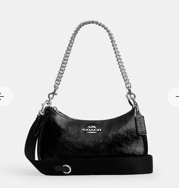 Coach Teri Shoulder Purse With Pouch In Leather Silver Black NWOT CCD78 Sold Out