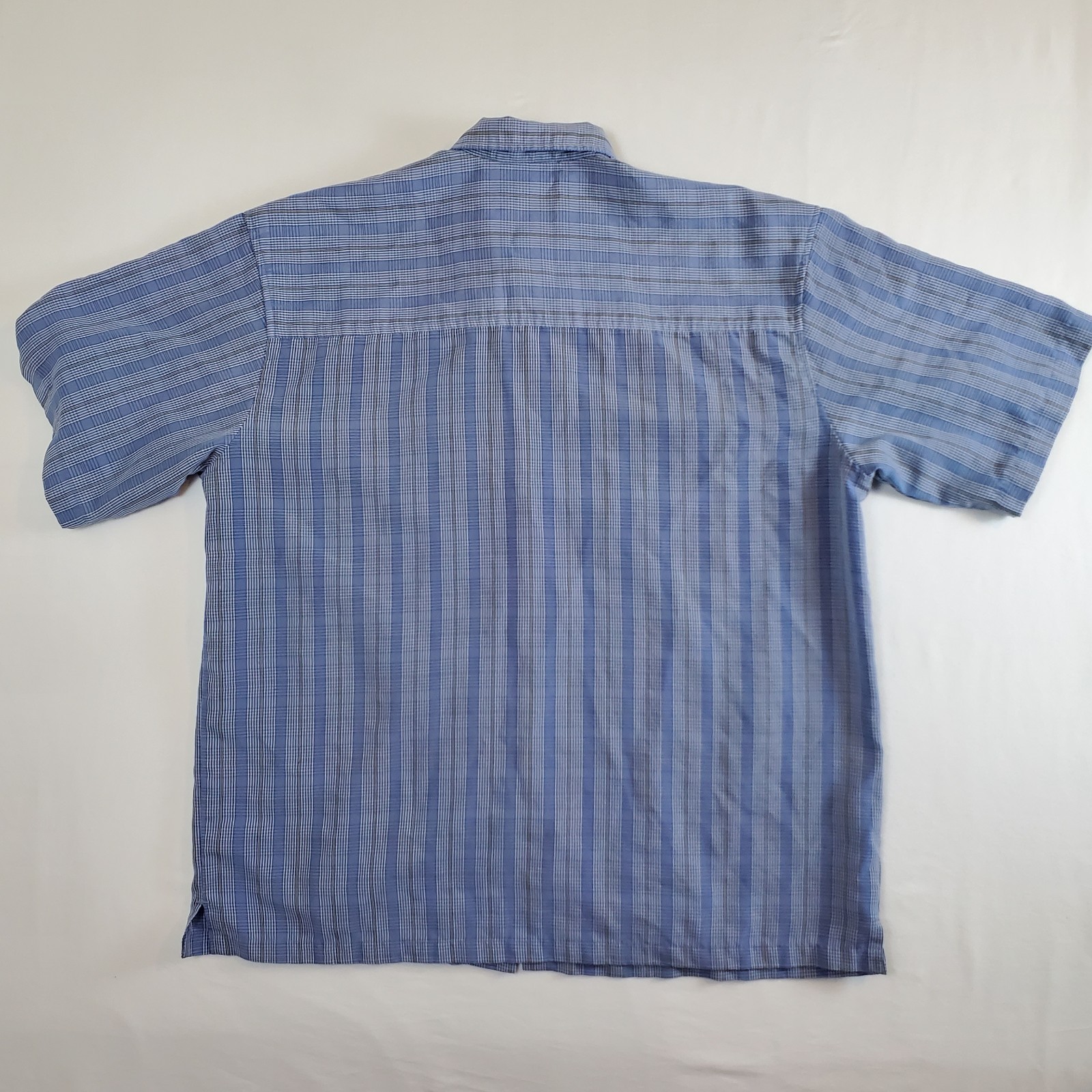 Pineapple Connection Blue Plaid Polyester Small Button-Up Casual Beach Shirt Top