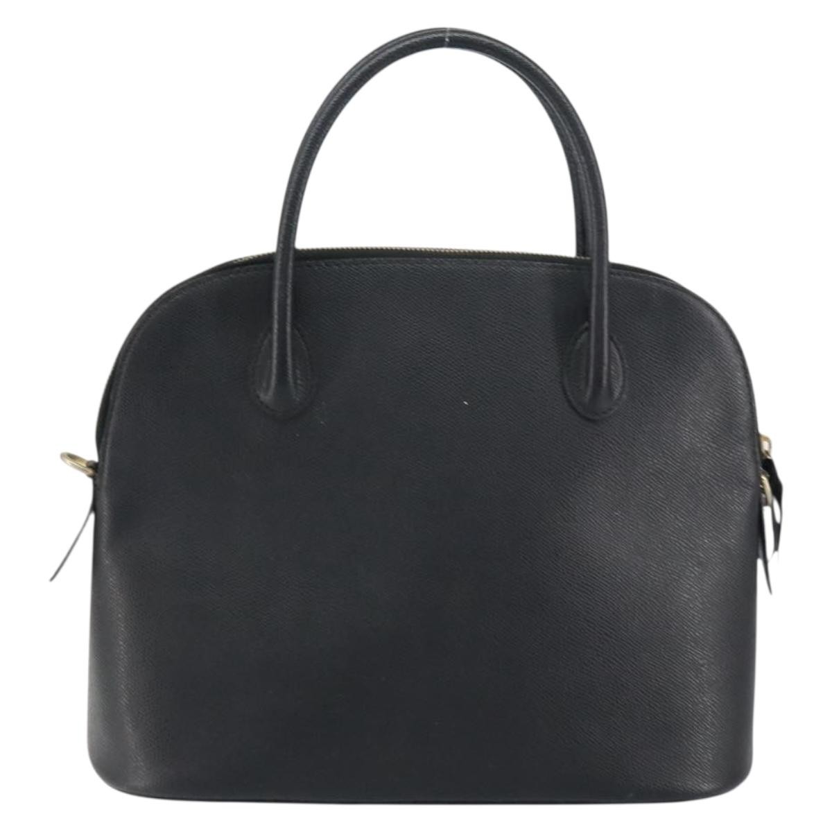 CELINE Hand Bag Leather Black Gold Auth ep12323