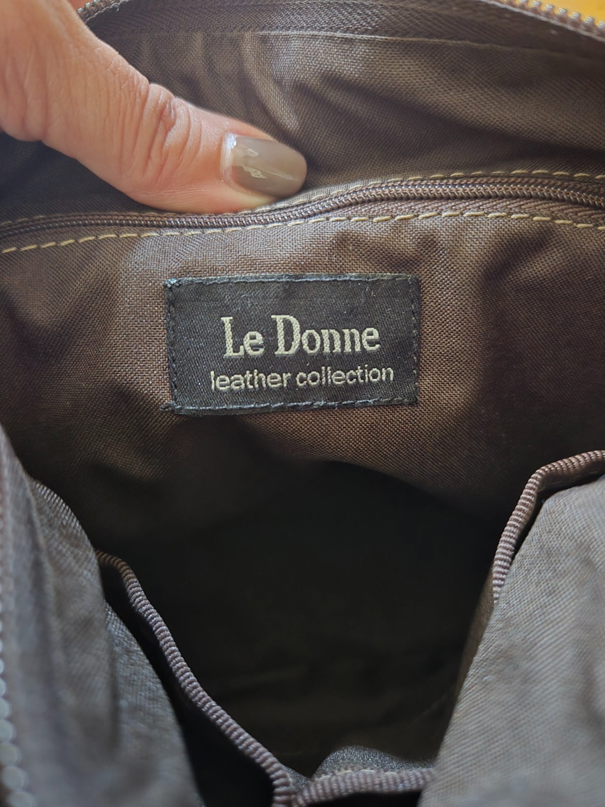 Vintage Le Donne Genuine Leather Chocolate Brown Shoulder Bag Purse