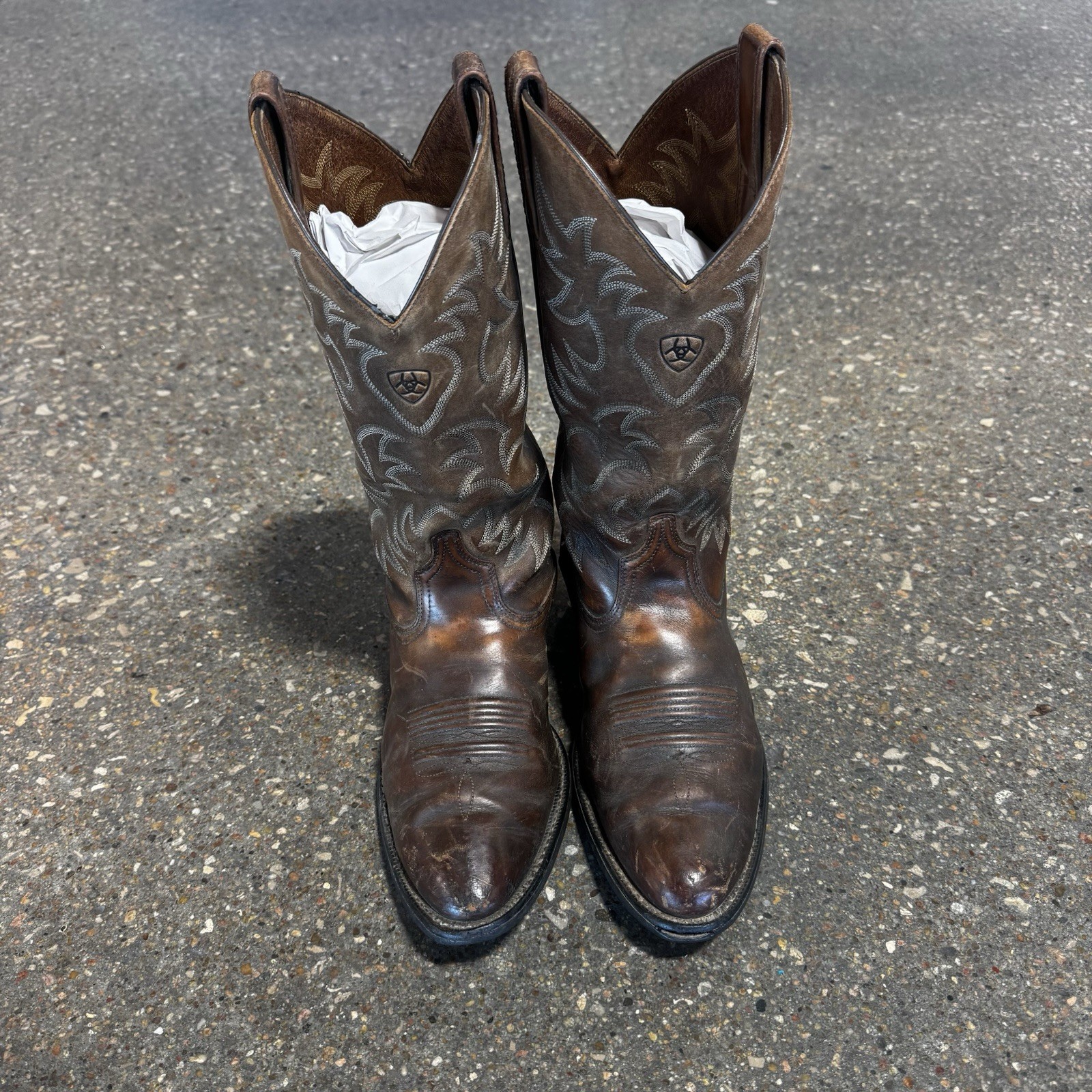 Ariat Heritage Boots 34725 Oiled Brown Leather Pull On Cowboy Work MENS 10 EE