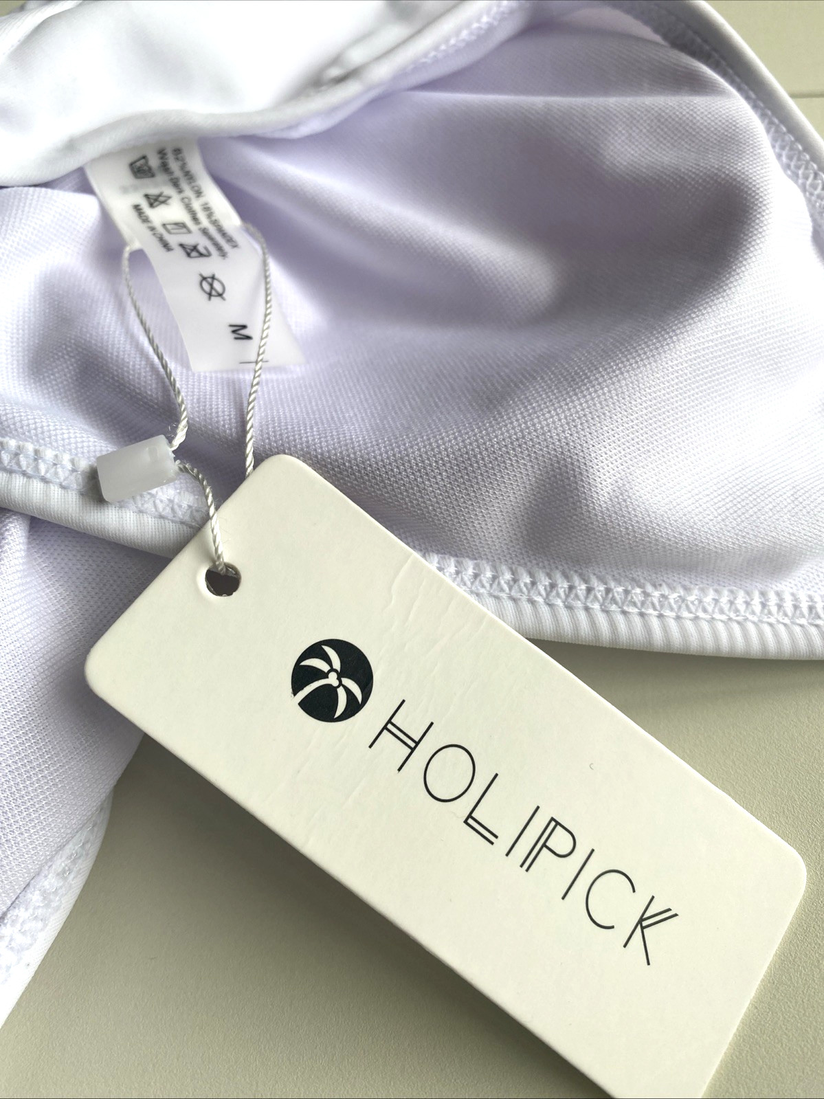 Holipick White 1 Piece Halter Laceup Back Swimsuit M – NEW