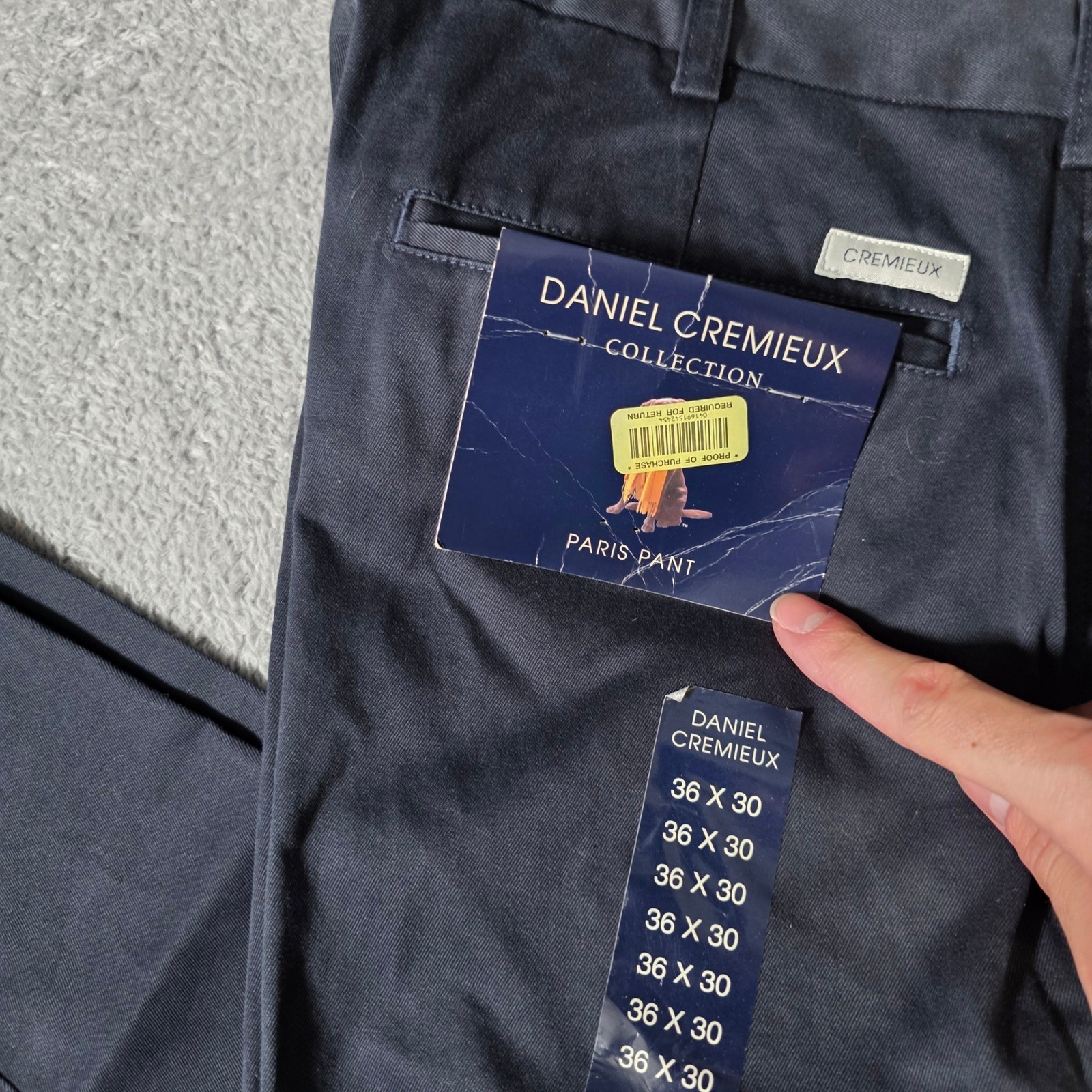 Daniel Cremieux Mens 36×30 Paris Pant Navy Blue Pleated Cotton Chino Trousers