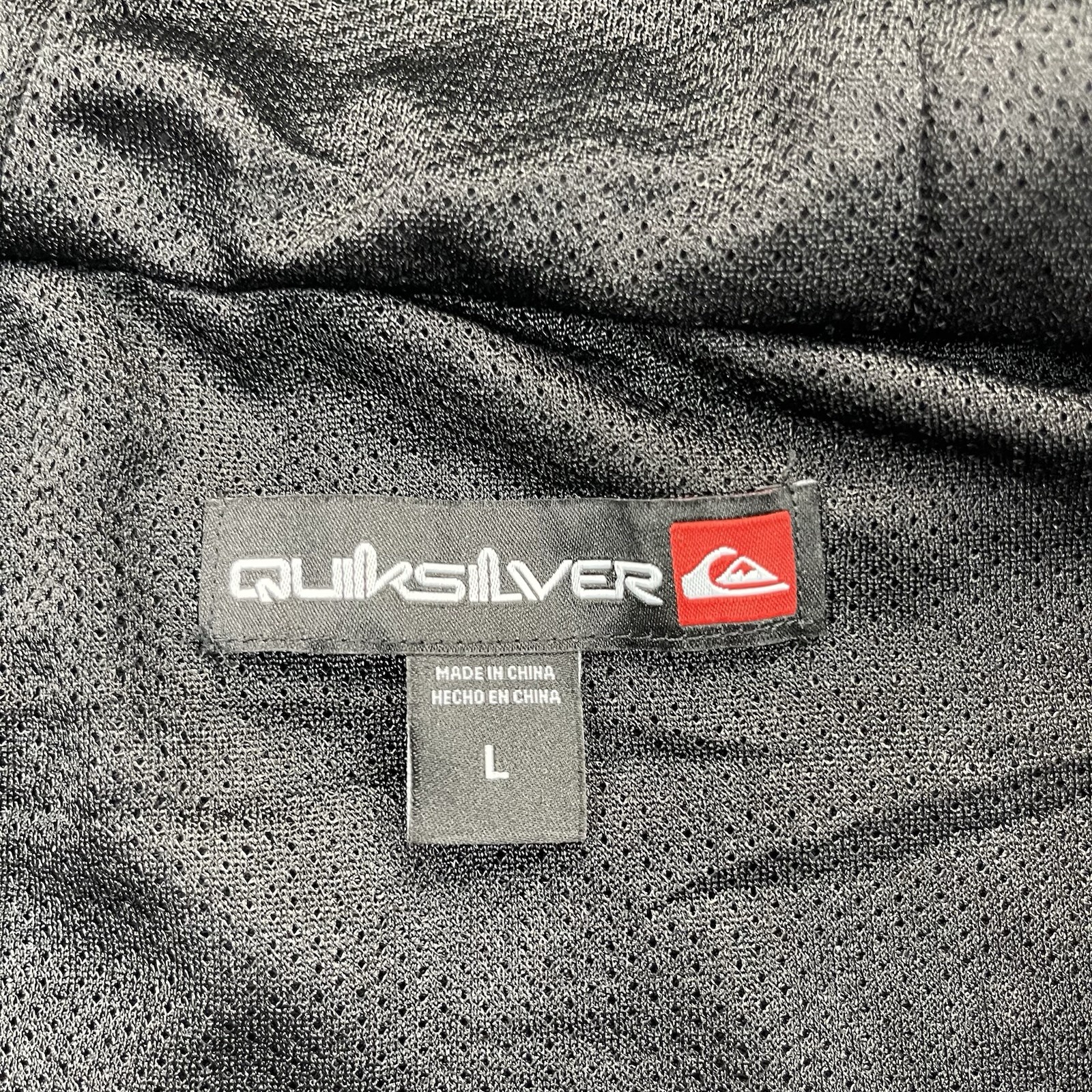 Quiksilver Windbreaker Jacket Mens Large Hooded Full Zip Logo Mesh Lined Pockets