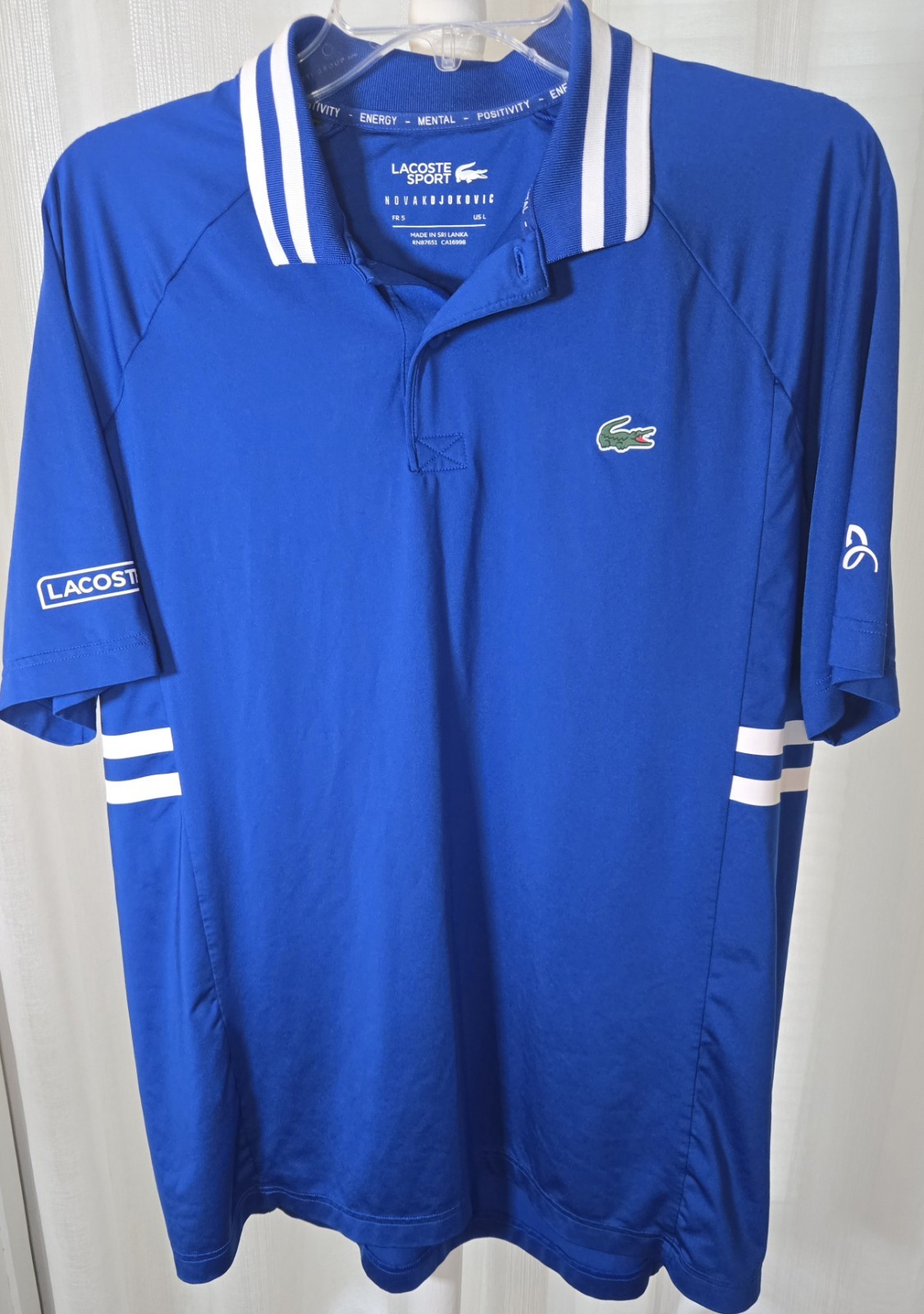 Lacoste Sport x Novak Djokovic DH9615 Ultra-Dry Tennis Polo Shirt Mens L Blue
