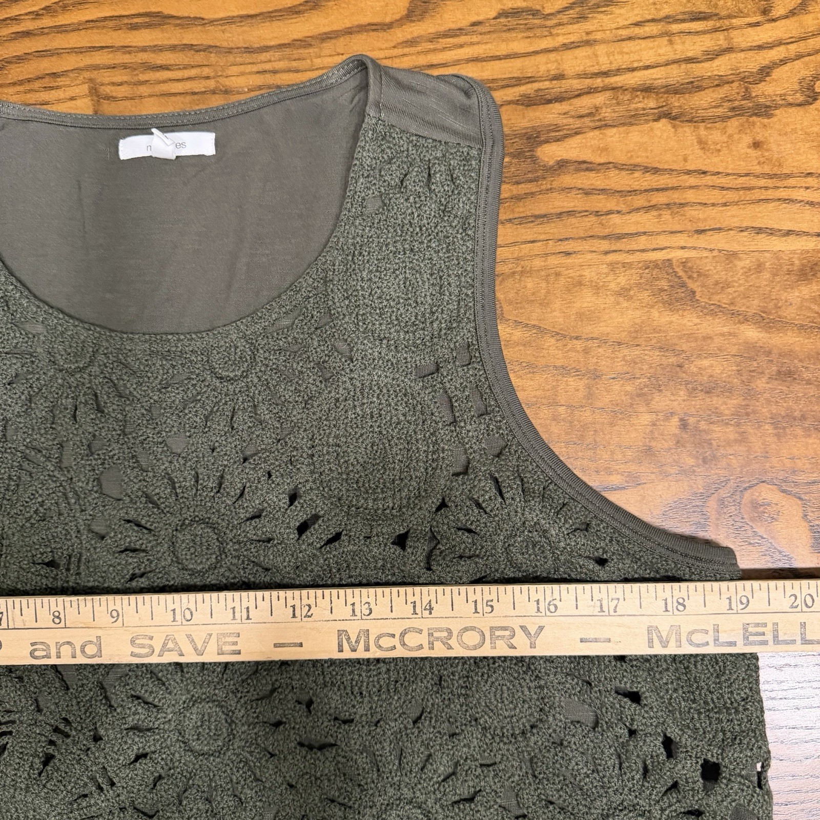 Maurices WomenOlive Green Crochet OverlayStretchKnit CasualSleevelessTank Top XL