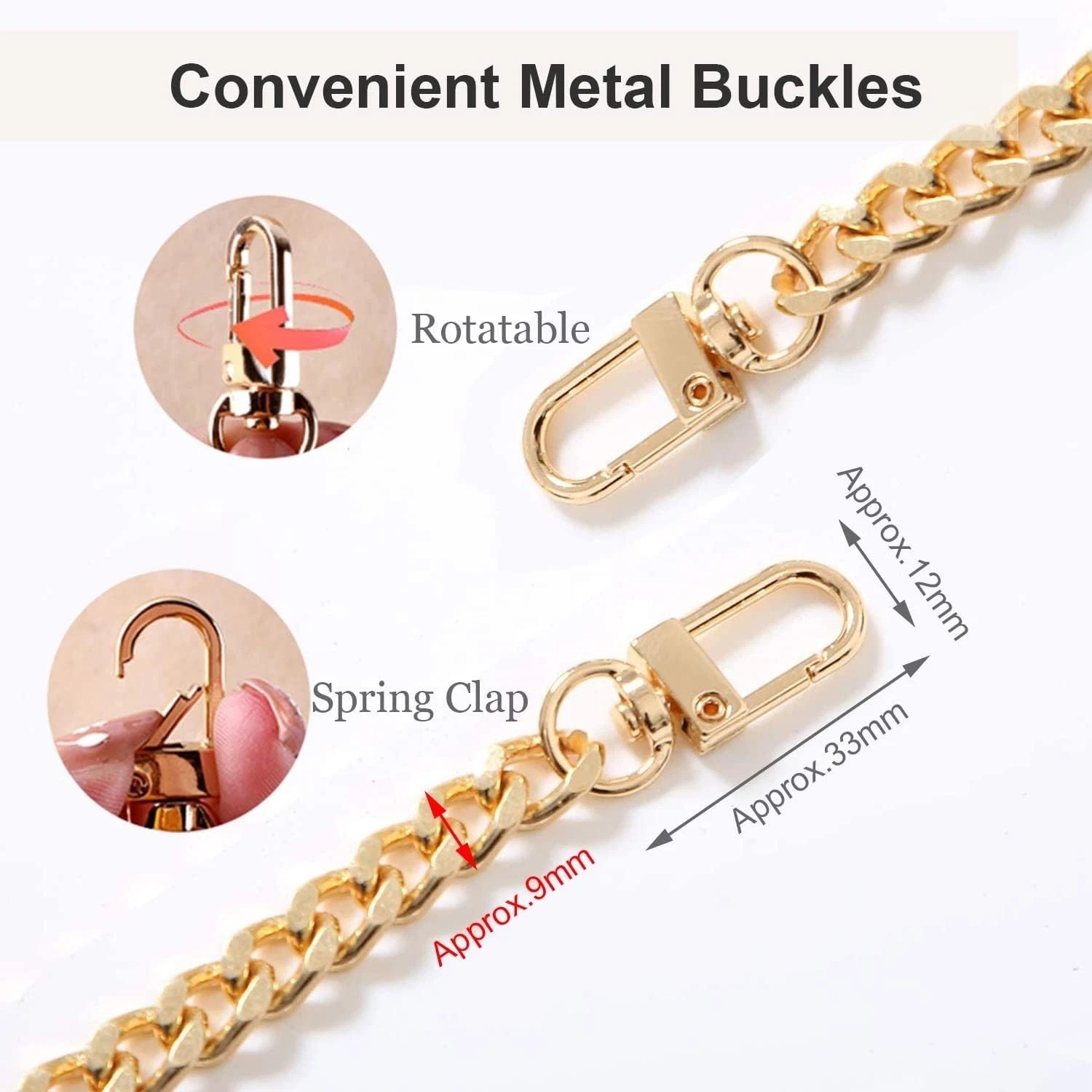 47″ Replacement Metal Purse Chain Strap Handle Shoulder Crossbody Handbag Bag