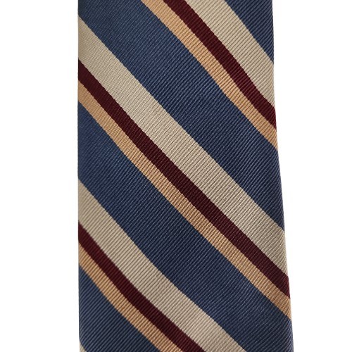 Vtg. Robert Talbott/Jack Henry Blue Red Tan Orange Classic Stripe 100% Silk Tie