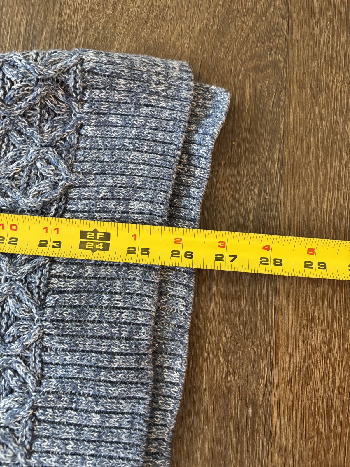 Jeanne Pierre Vintage Pullover Cable Knit Blue/White Cotton Sweater Women Large