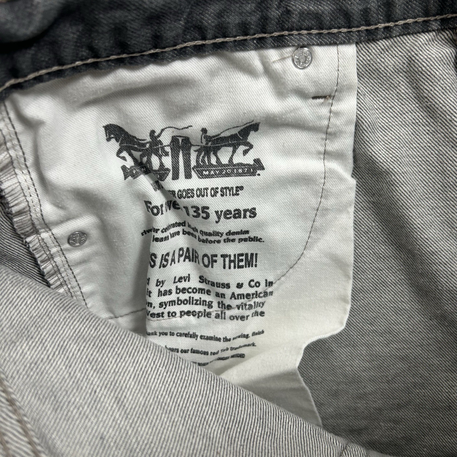 Levis 569 Jeans Mens 40×32 Gray Loose Fit Baggy Skater Straight Leg Actual 40×31