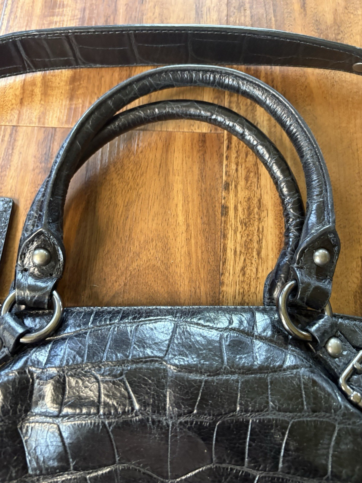 Coach 15924 Madison Embossed Sophia Bag Black With Purple Lining With Charms