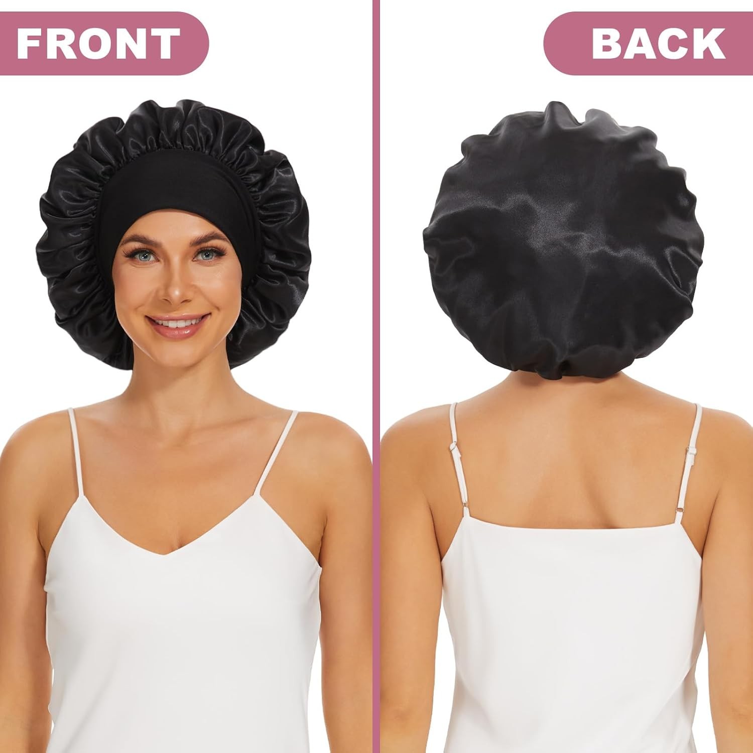 Satin Silk Bonnet for Sleeping, Double Layer Silk Sleep Cap for Men & Women Soft