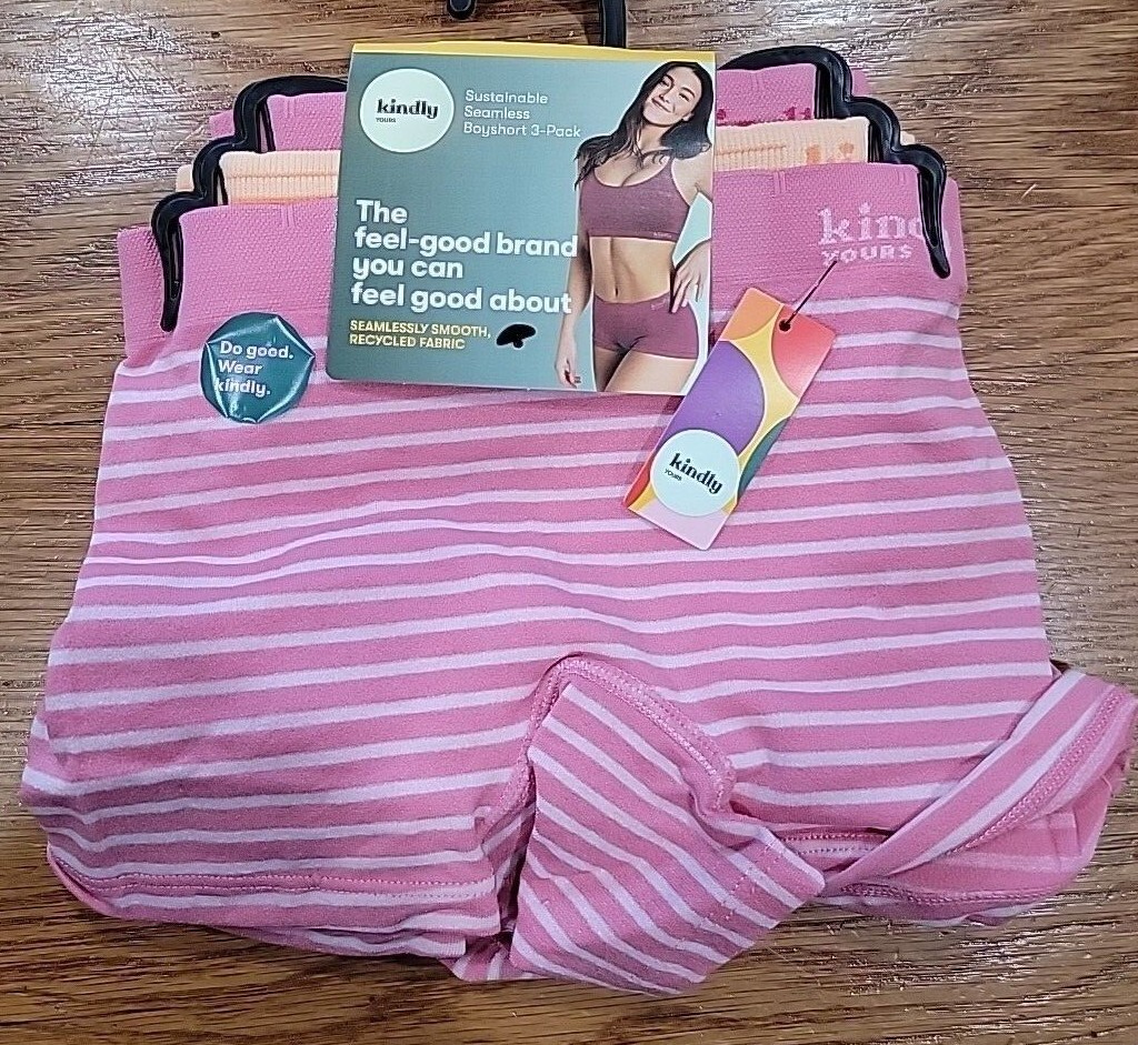 3 Pairs Kindly Yours Womens Seamless Boyshort Panties S 4/6 M 8/10