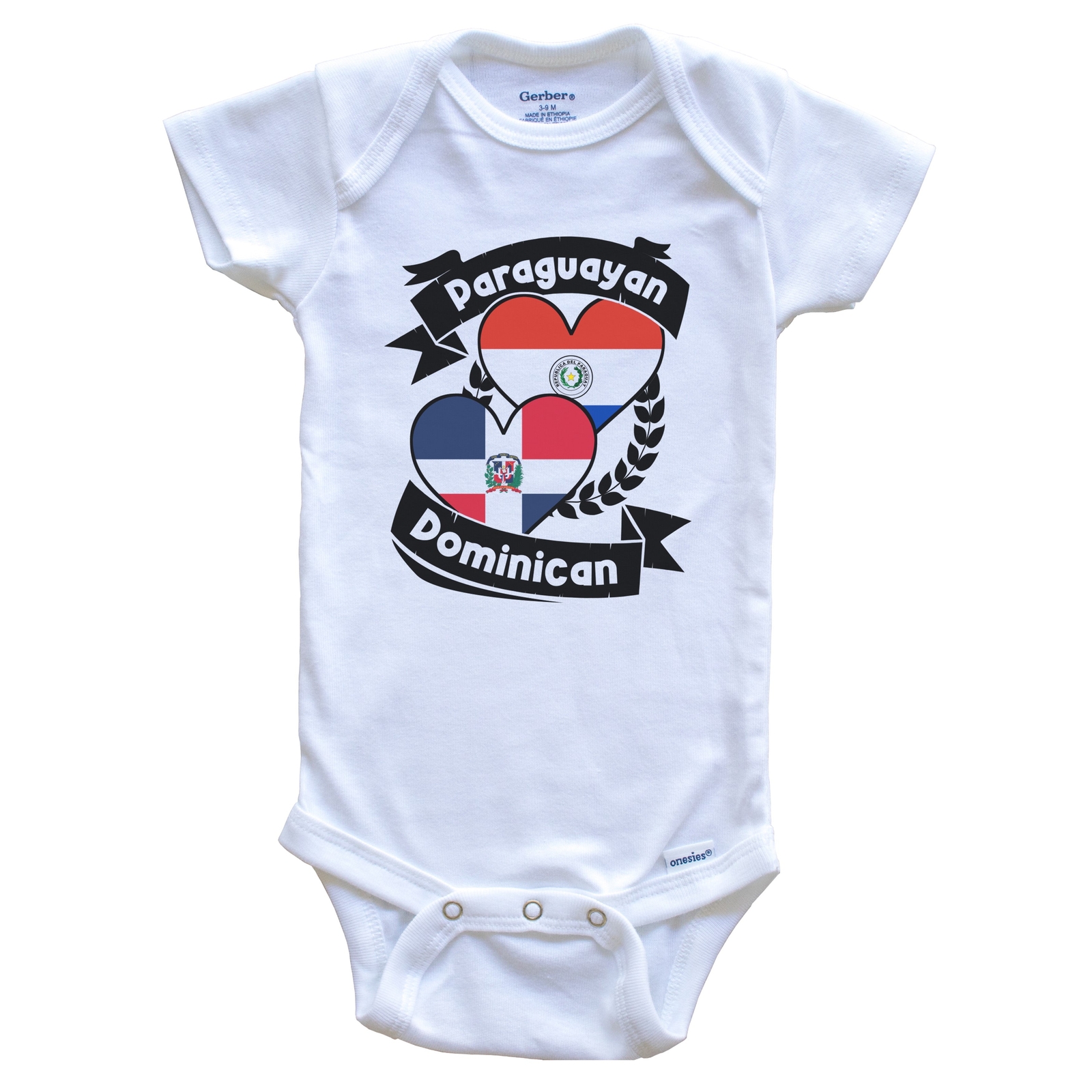 Paraguayan Dominican Heart Flags Paraguay Dominican Republic Baby Bodysuit