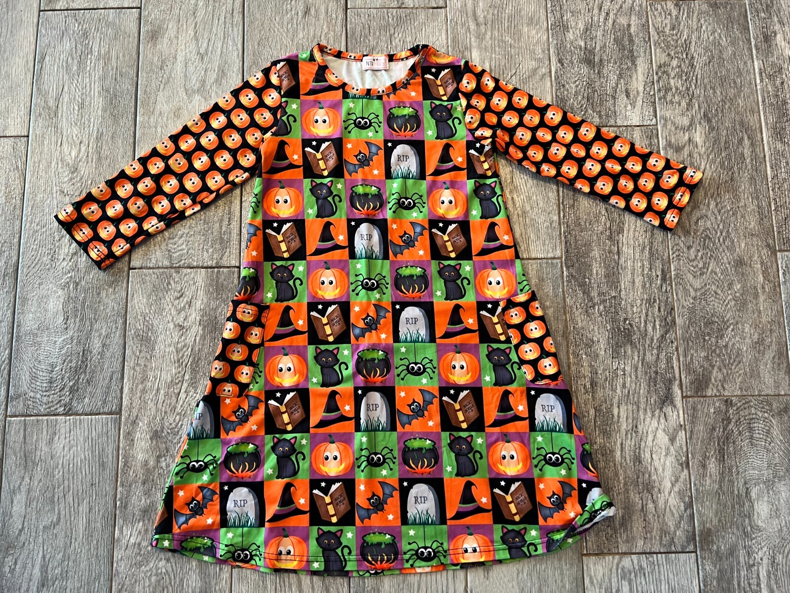 Pete and Lucy Halloween Dress size 6 6X Pumpkins Pockets Long Sleeve Costume