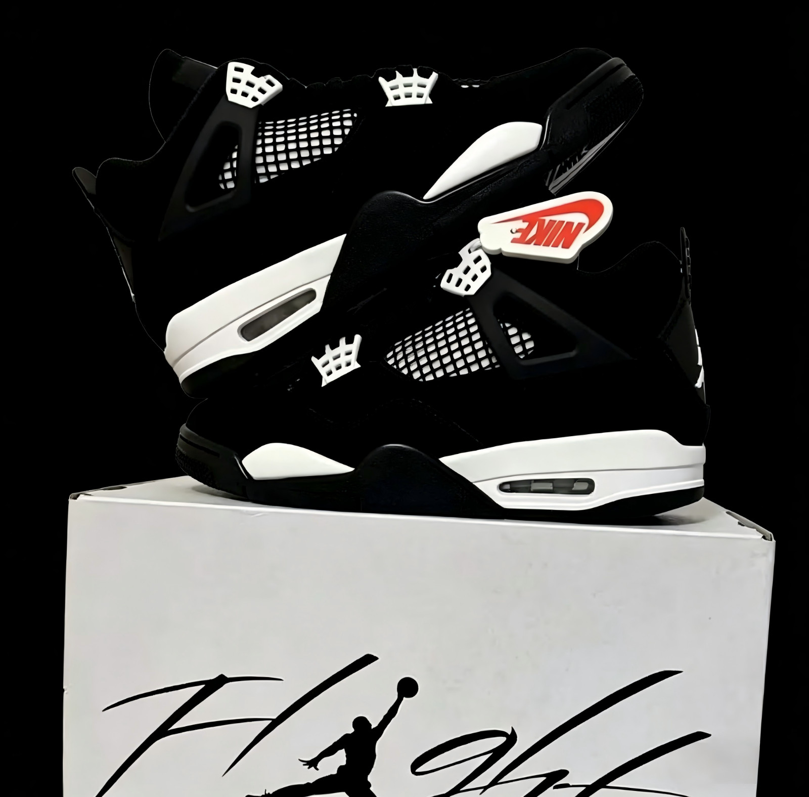 Jordan 4 Retro “White Thunder” Men’s Mid-Top Basketball Shoes US 7-12