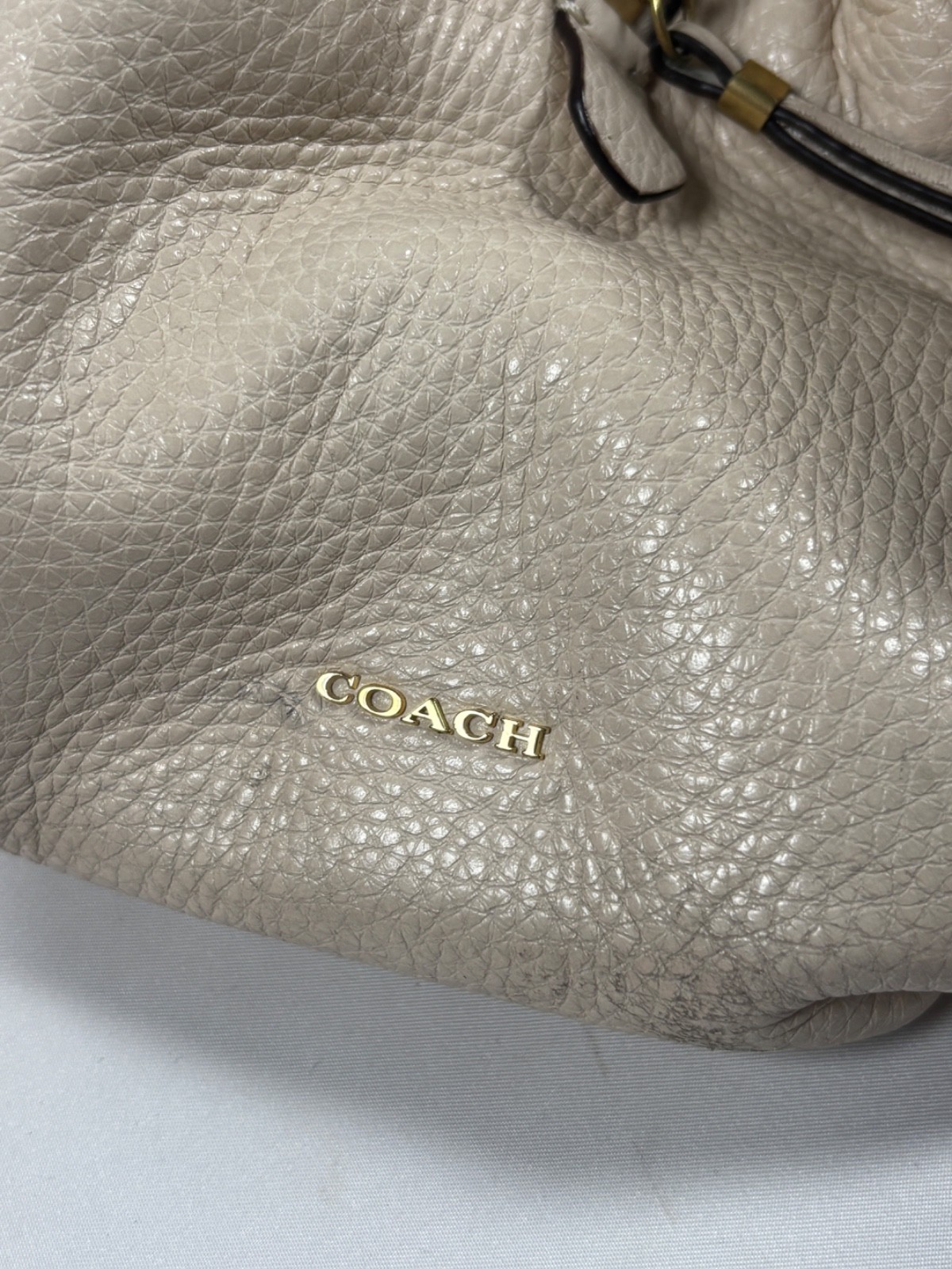 COACH Madison Phoebe 24621 Taupe Pebbled Leather Shoulder Bag