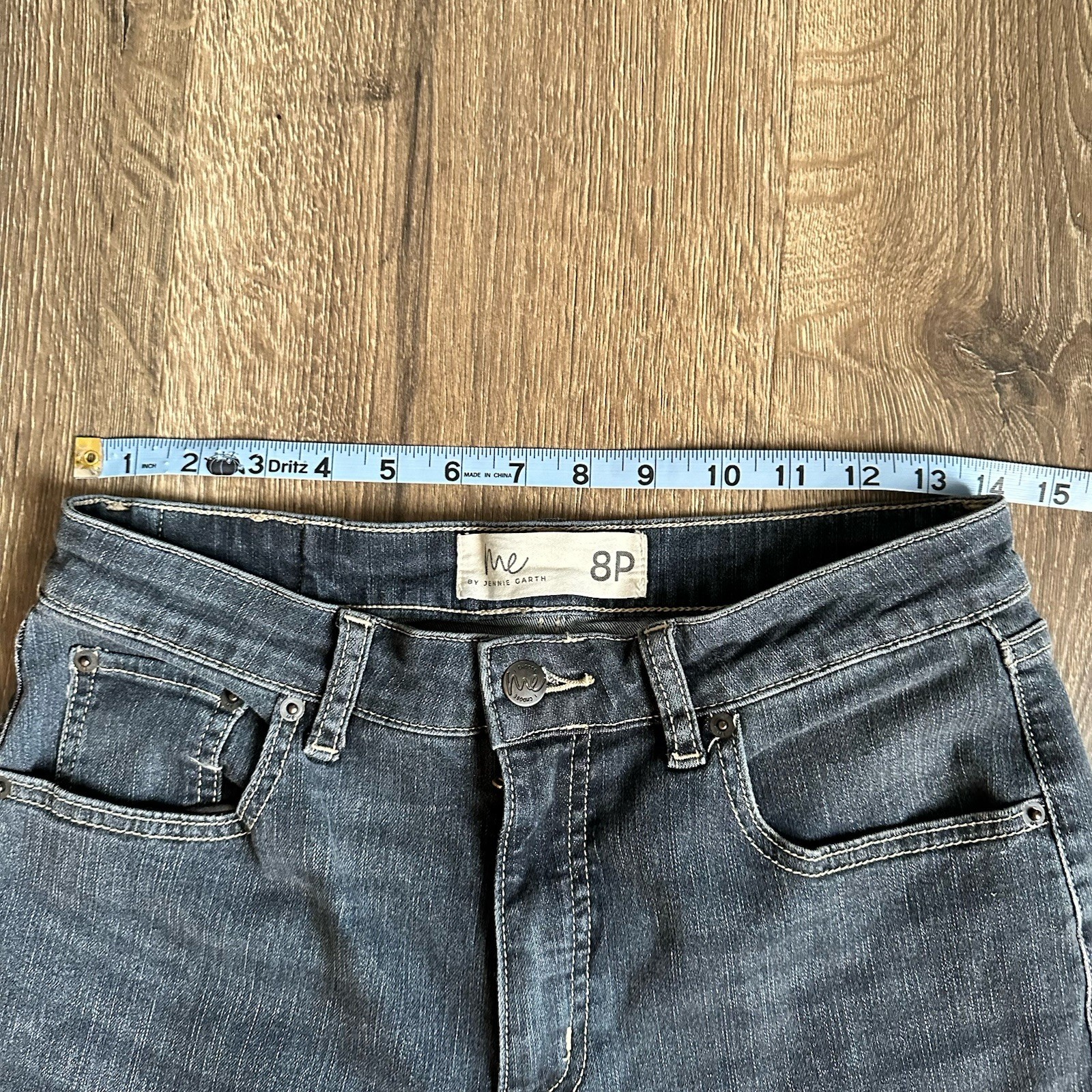 Me Camille Wide-Leg Dark Wash Blue Denim Jeans Women’s Petite 8P Pockets