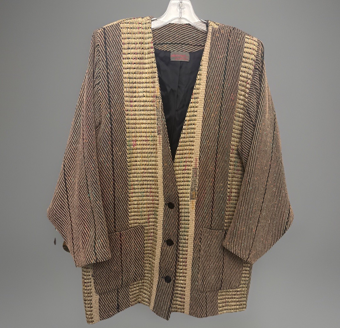 Vintage Deborah Cross Jacket Woven Textile Art To Wear Artisan Boho Hobo