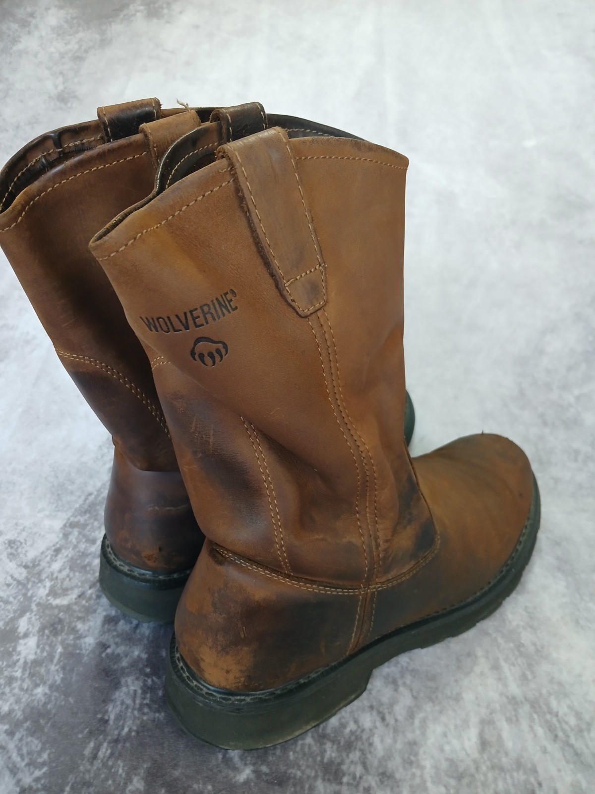 Wolverine Men DD Work Wellington Safety Boots Leather 13EW BROWN Slip Resistant