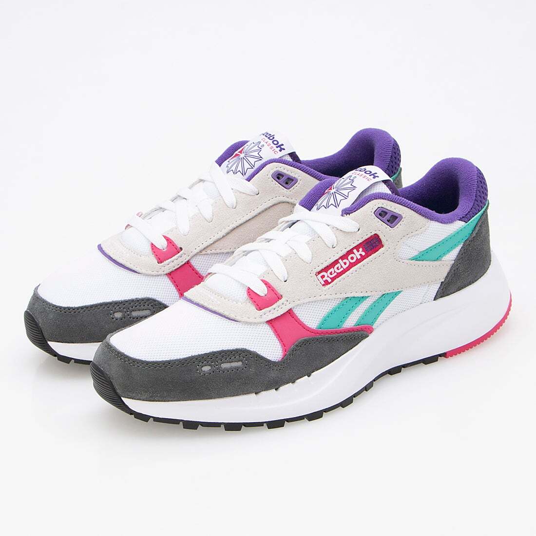 Reebok Classic Leather 2400 Chalk Grey 5 Bold Pink 100201036 Sneaker Men Us7.5