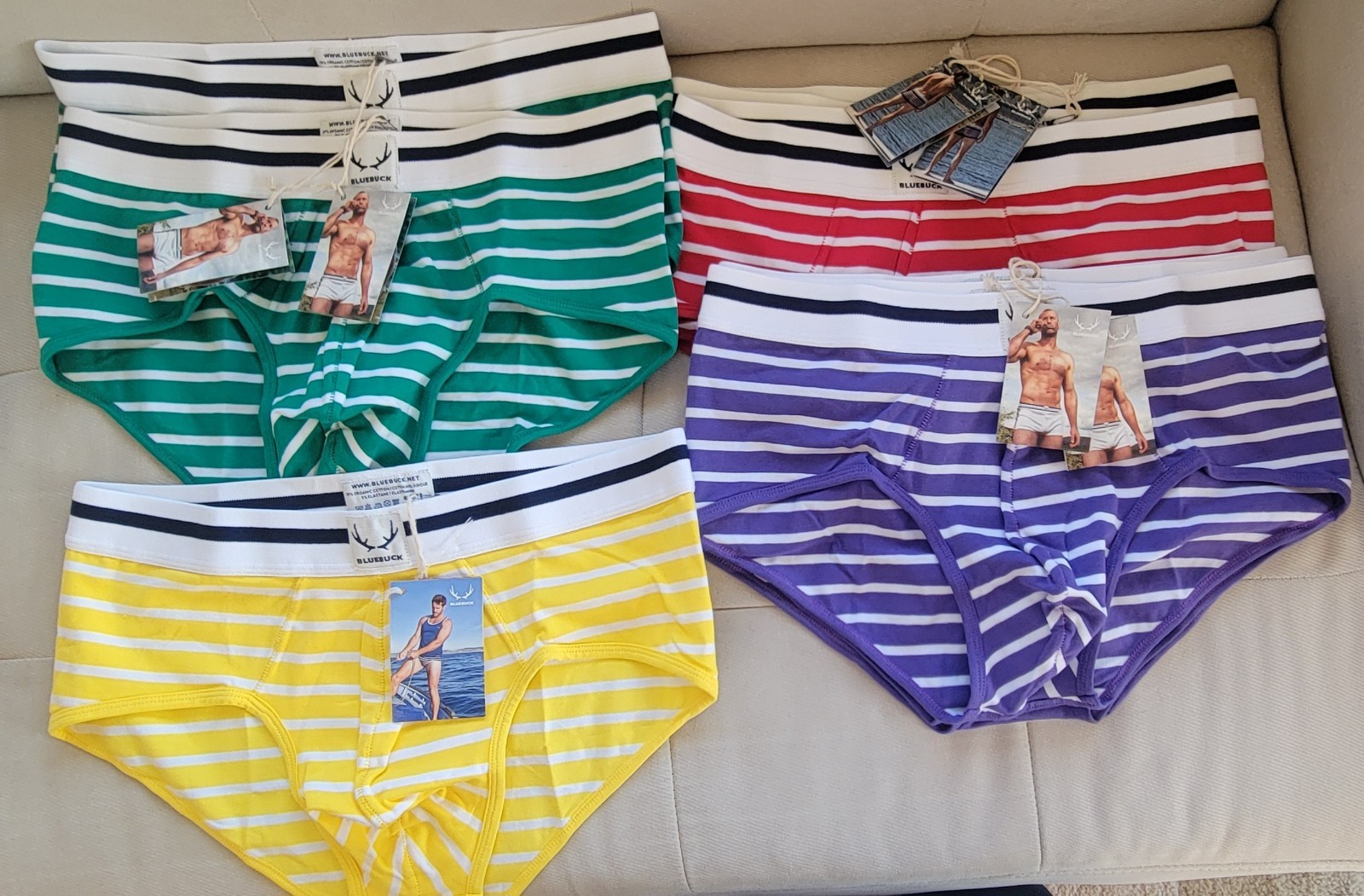 BlueBuck Underwear XL NWT Red Purple Green Yellow Your Choice Organic Cotton