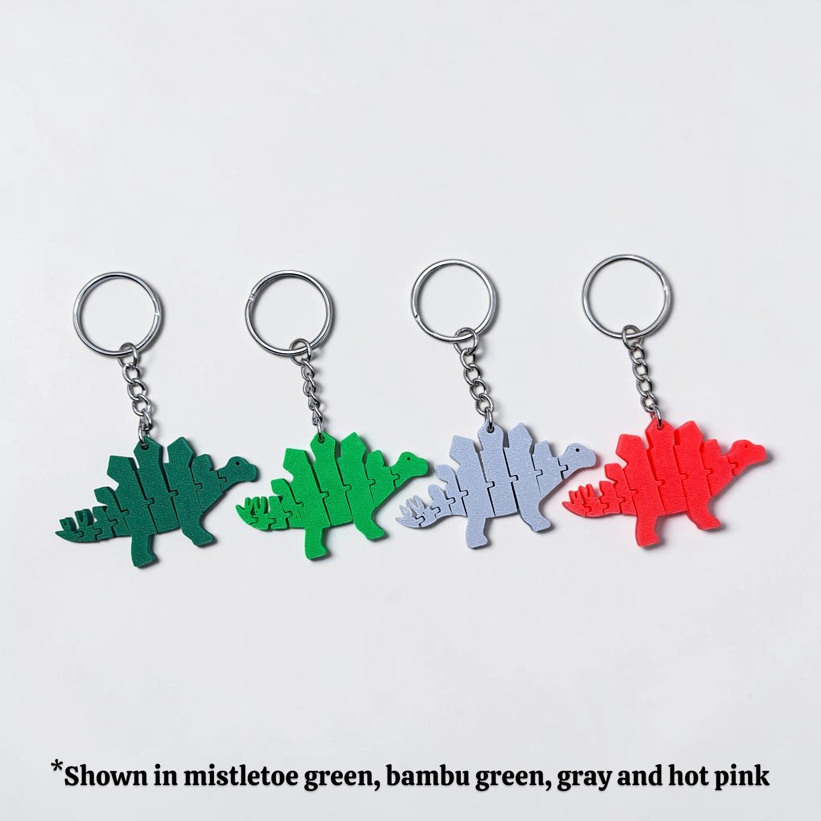 Dinosaur Keychains (1-500) Handmade Articulated Stegosaurus Charm Dino Favor Lot