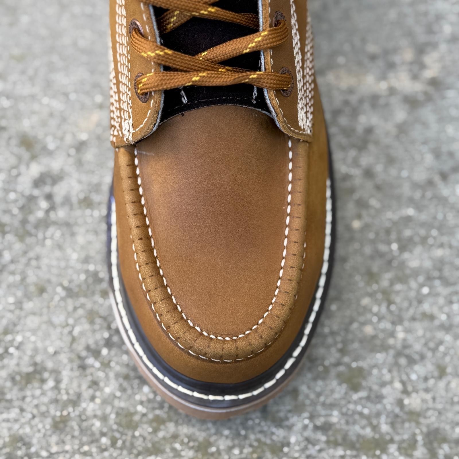 MENS MOC TOE WORK BOOT LACE UP SPEED HOOKS SOFT TOE CUSHIONED INSOLE MADE IN MEX