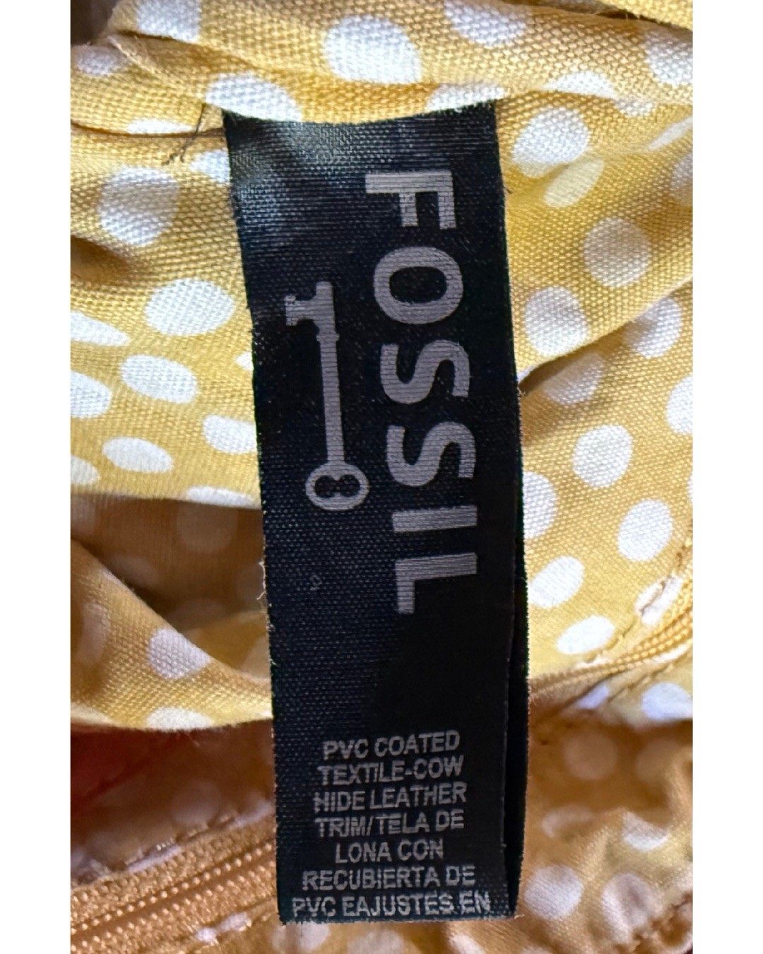 Fossil Key-Per Crossbody Bag Coated Canvas Navy Orange Floral Print Leather Trim