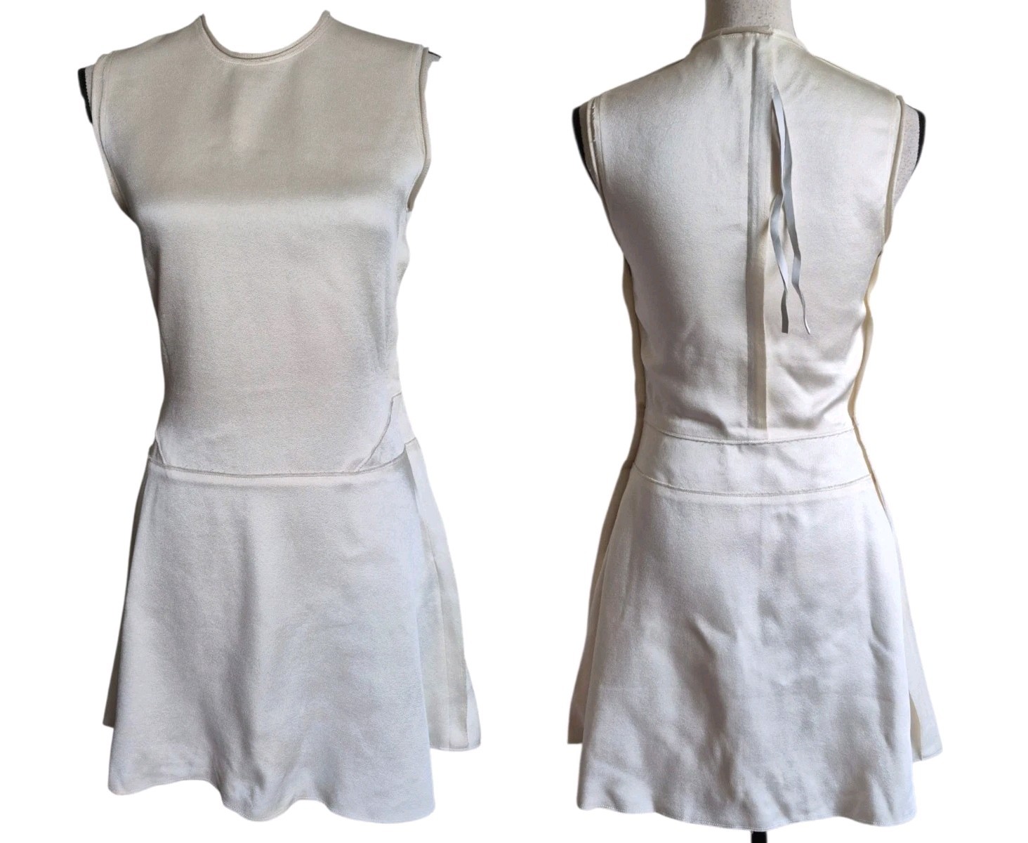 Vintage Calvin Klein Collection Dress Runway Ivory Size 0 / 36 Made In Italy