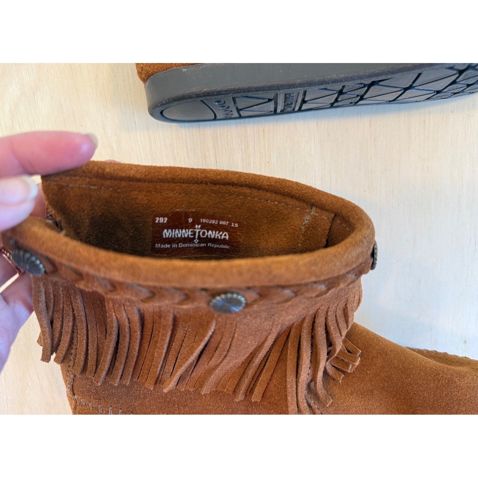 Minnetonka Fringe Suede Ankle Boots Brown Western Boho Festival Coastal Cowgirl9