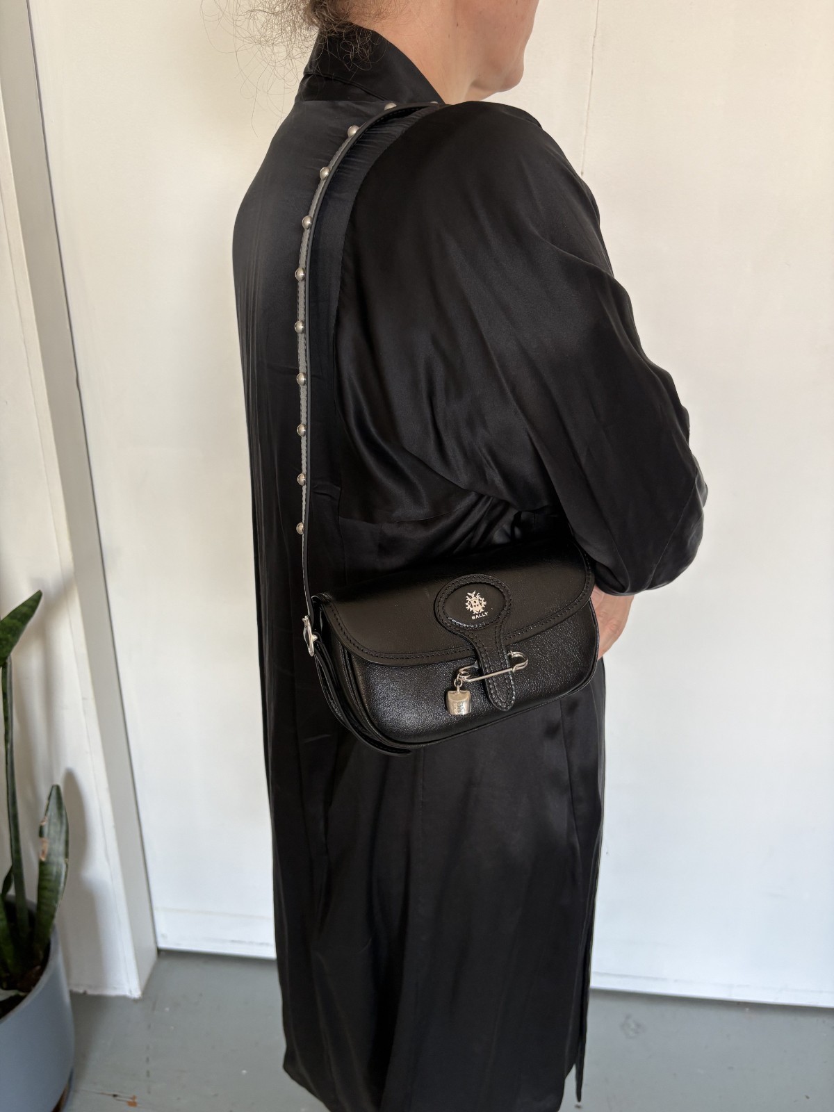 Bally logo-plaque crossbody black bag