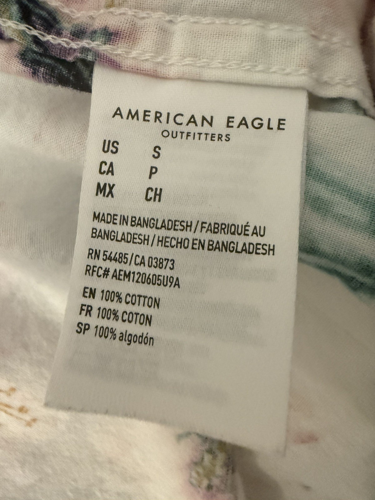 American Eagle Hawaiian Shirt Men’s S/P/CH White Floral Button Up Short Sleeve